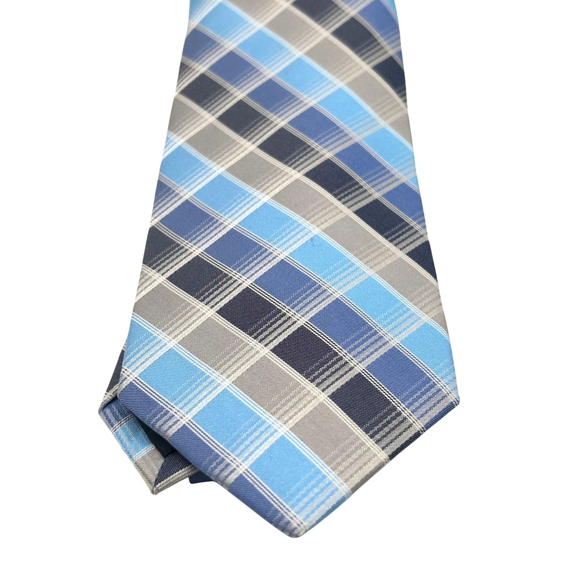 Perry Ellis Perry Ellis Portfolio Plaid Silk Necktie, Blue, OS Size ONE SIZE - 8 Thumbnail