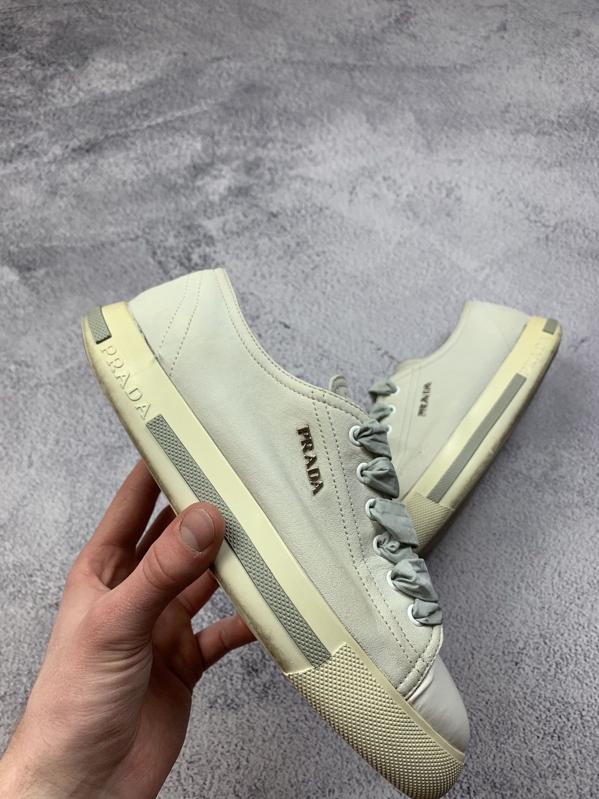 Prada Prada White Leather Sneakers Women Size 37 Size US 6.5 / IT 36.5 - 17 Thumbnail