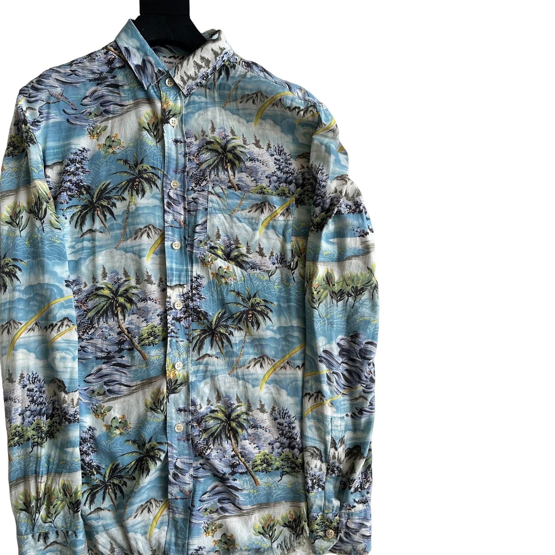 Saint Laurent Paris Saint Laurent Palm Print Button Up Shirt Size 39 Size US M / EU 48-50 / 2 - 1 Thumbnail