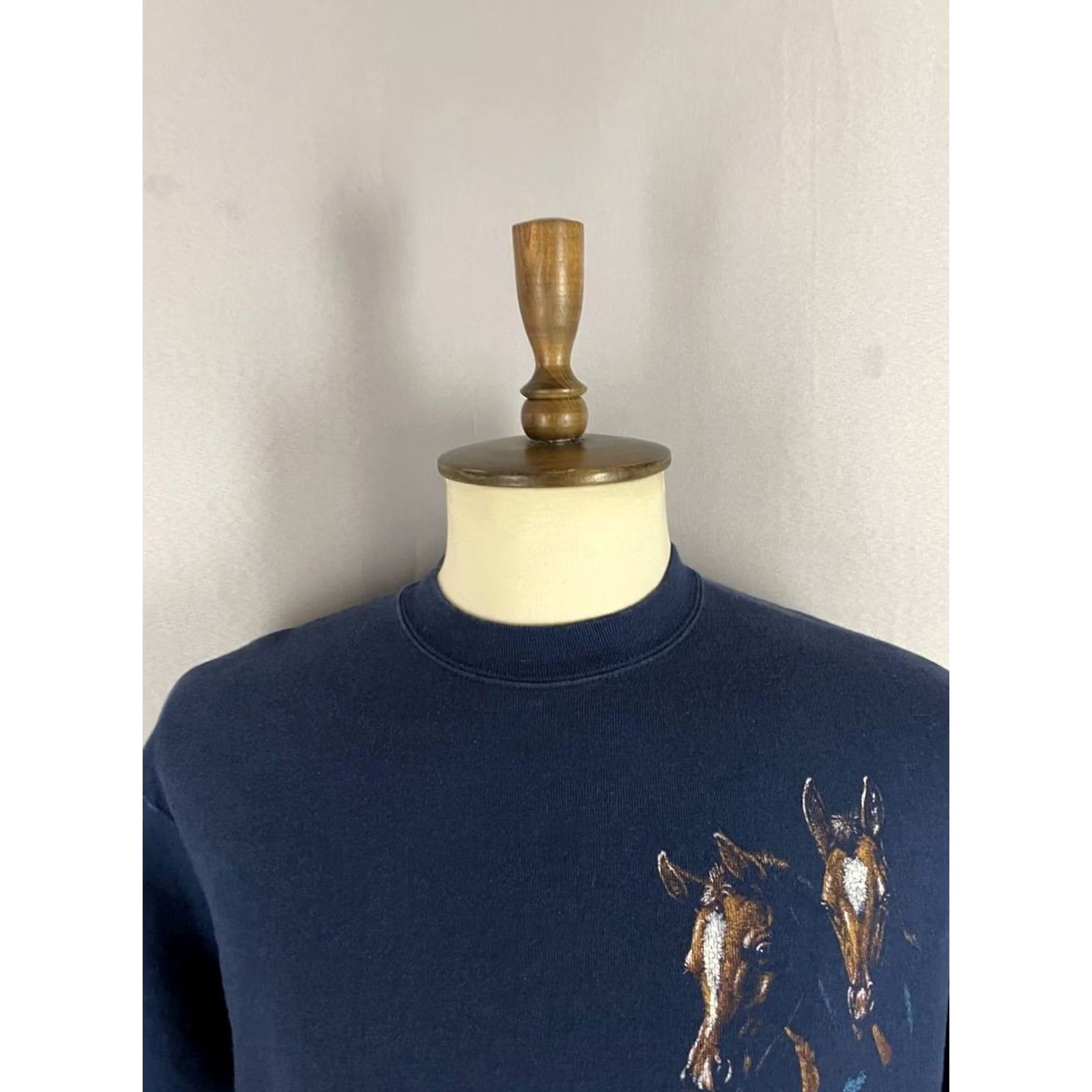 Vintage Oneita Mens Sweater Navy Cotton Long Sleeve Crew Neck Pullover Size L Size US L / EU 52-54 / 3 - 5 Thumbnail