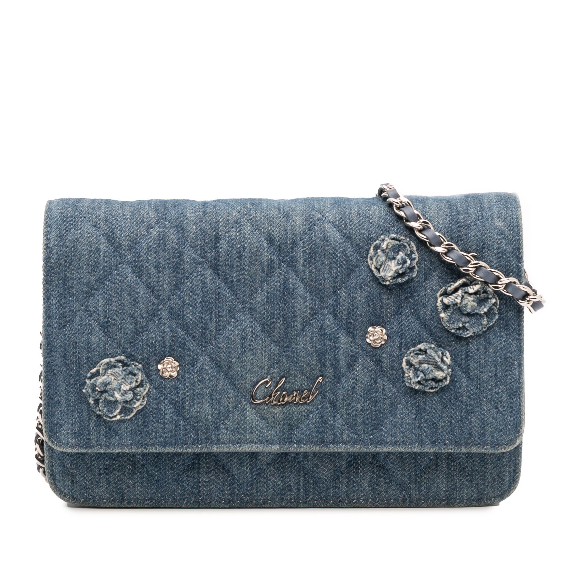 Chanel Chanel Quilted Denim Camellia Charms Wallet On Chain Size ONE SIZE - 1 Thumbnail