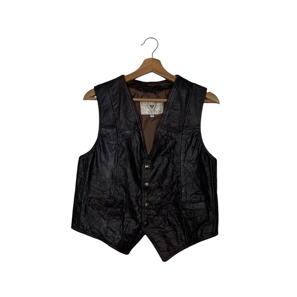 Vintage Vintage 90’s Brown Leather Vest #2759-C124 Size US S / EU 44-46 / 1 - 1 Thumbnail