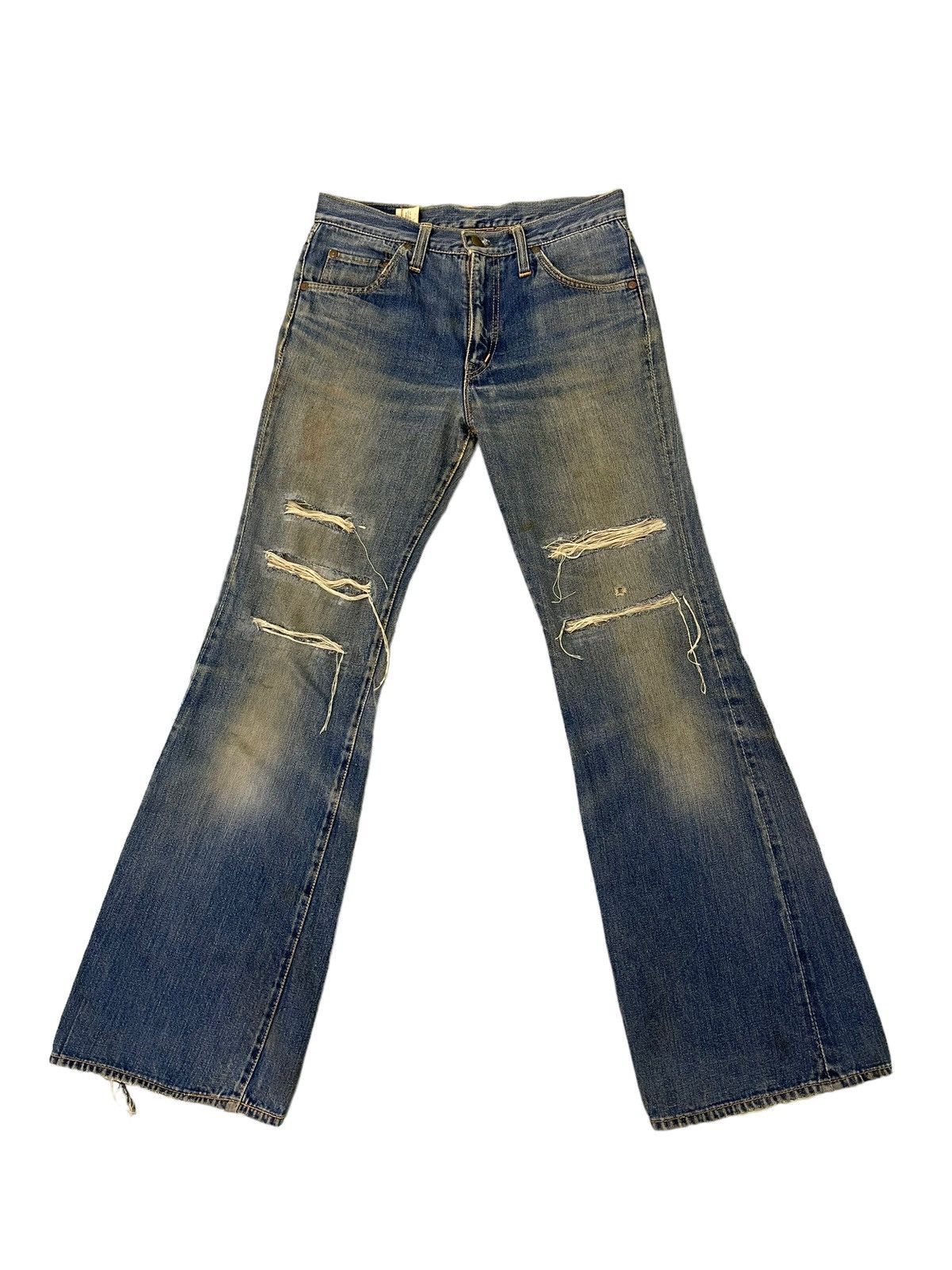 Japanese Brand Flare Jeans Vtg 80s Big John Japan Distress Bell Bottom 7🟦5 Size US 30 / EU 46 - 2 Thumbnail