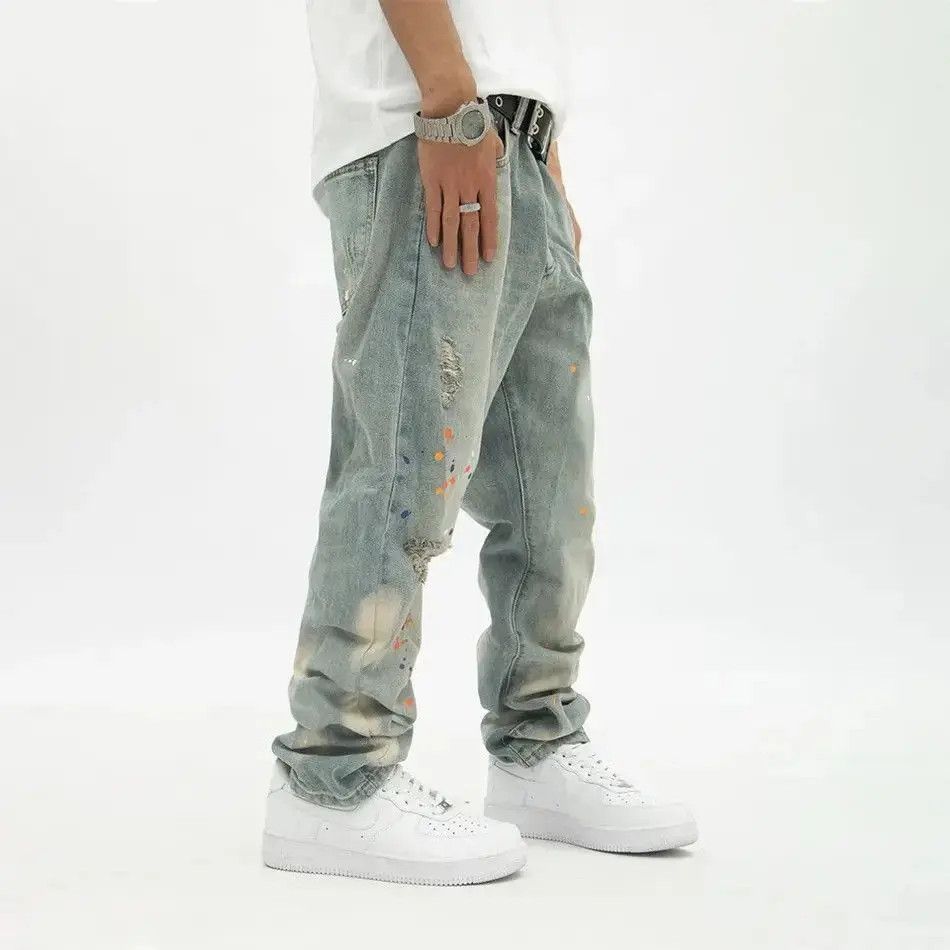 Japanese Brand Distressed Washed-out Loose Thin Vaqueros Size US 32 / EU 48 - 2 Thumbnail
