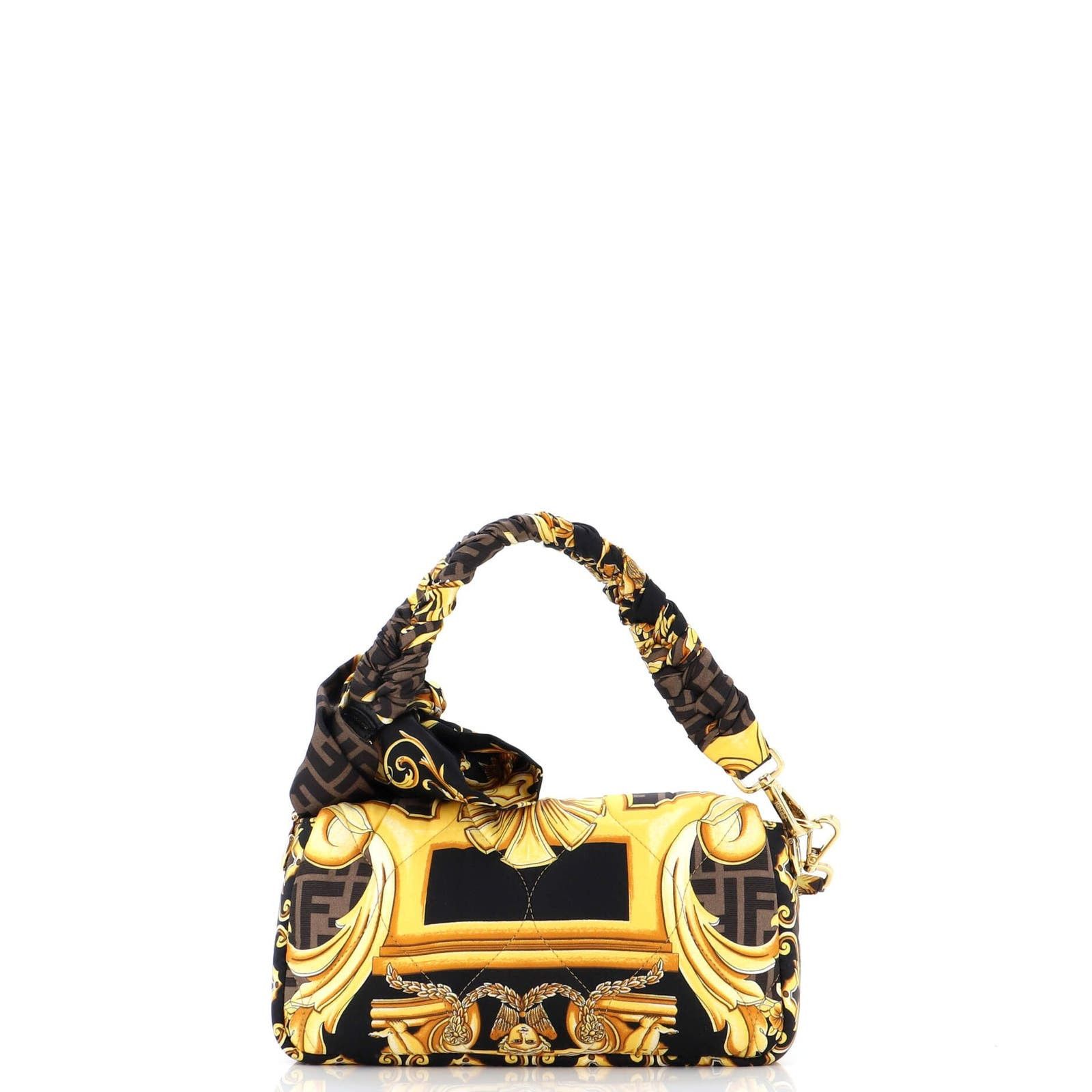 x Versace Fendace Baguette NM Bag Quilted Printed Silk
