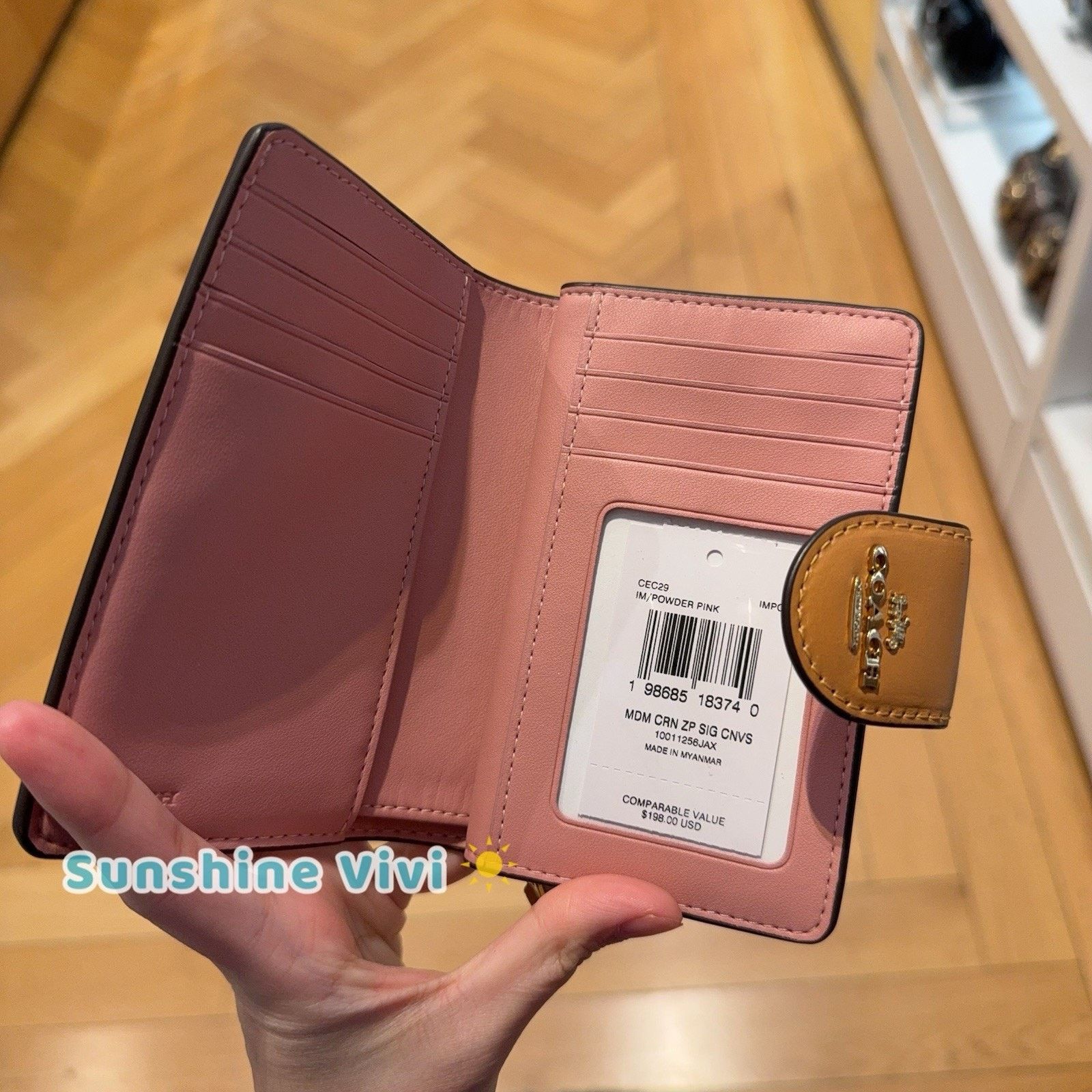 Coach NWT COACH CEC29 Medium Corner Zip Wallet Leather Powder Pink Size ONE SIZE - 5 Thumbnail