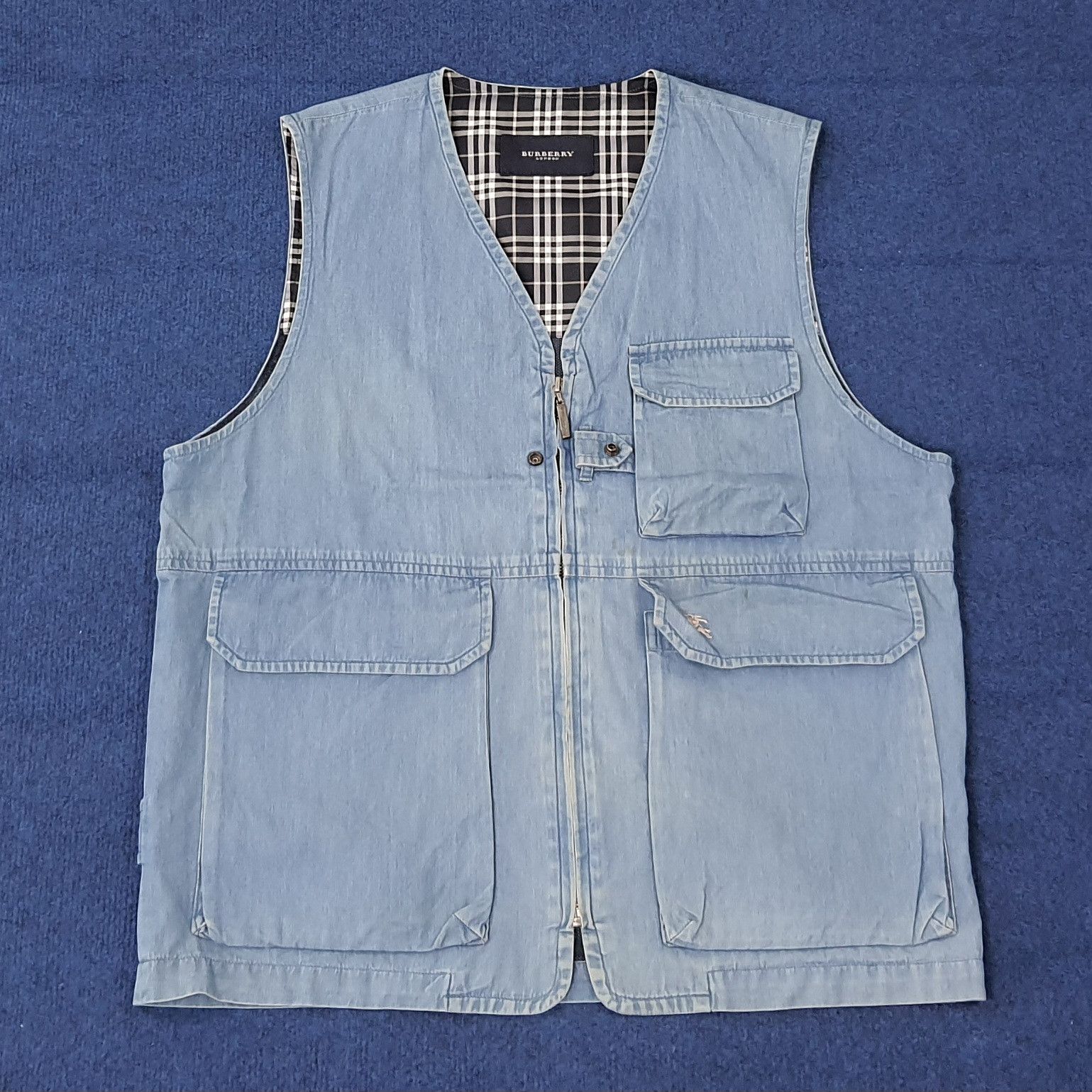 Burberry Vintage Burberry Denim Style Custom Logo Vests C259N49 Size US M / EU 48-50 / 2 - 2 Thumbnail