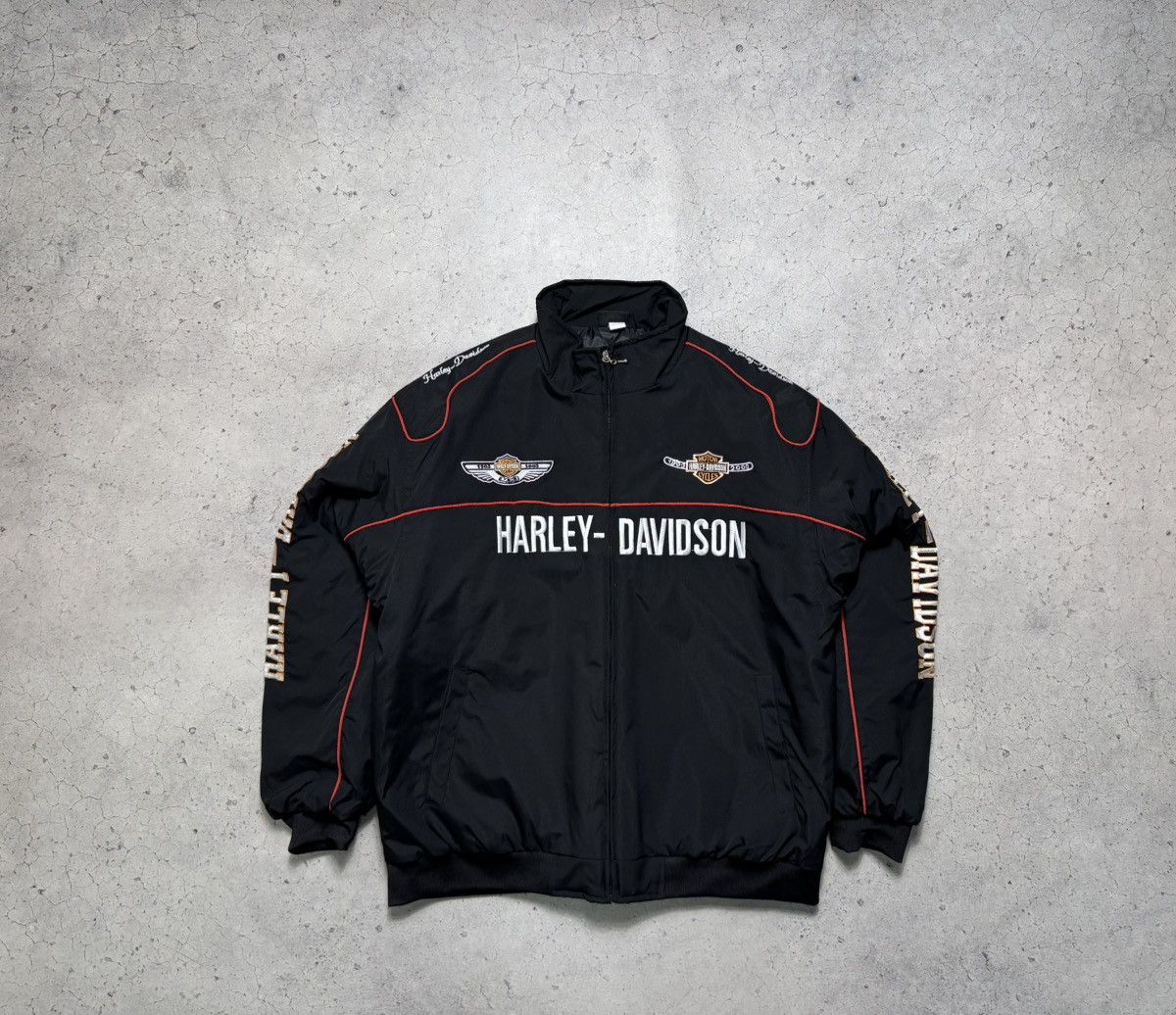 Harley Davidson Harley Davidson Black Big Logo Racing Bomber Jacket Size US XXL / EU 58 / 5 - 2 Thumbnail