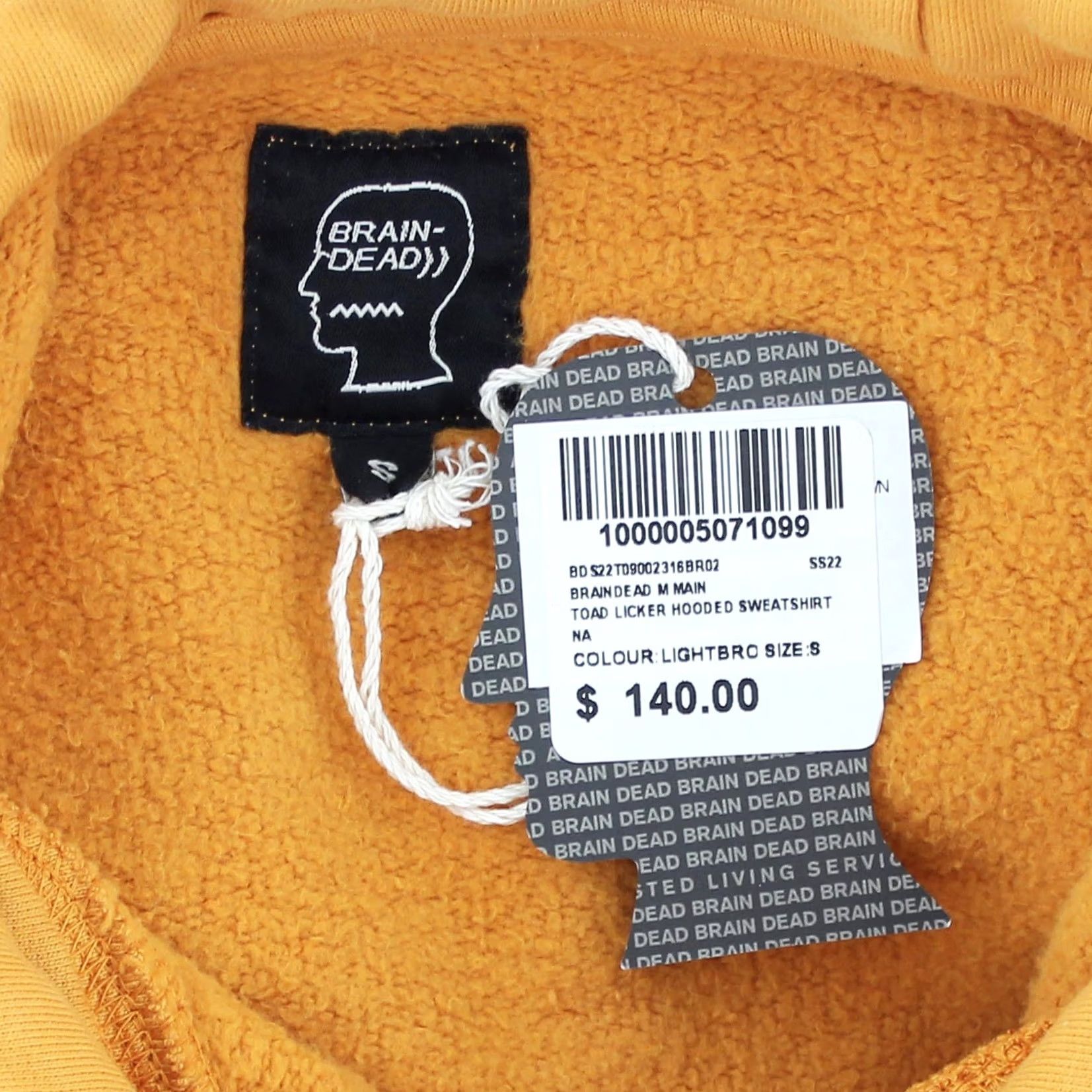 Brain Dead Brain Dead Toad Licker Hoodie Mens Orange S Hooded Graphic Print Pockets Cotton Fleece Front Kangaroo Pocket Size US S / EU 44-46 / 1 - 4 Thumbnail
