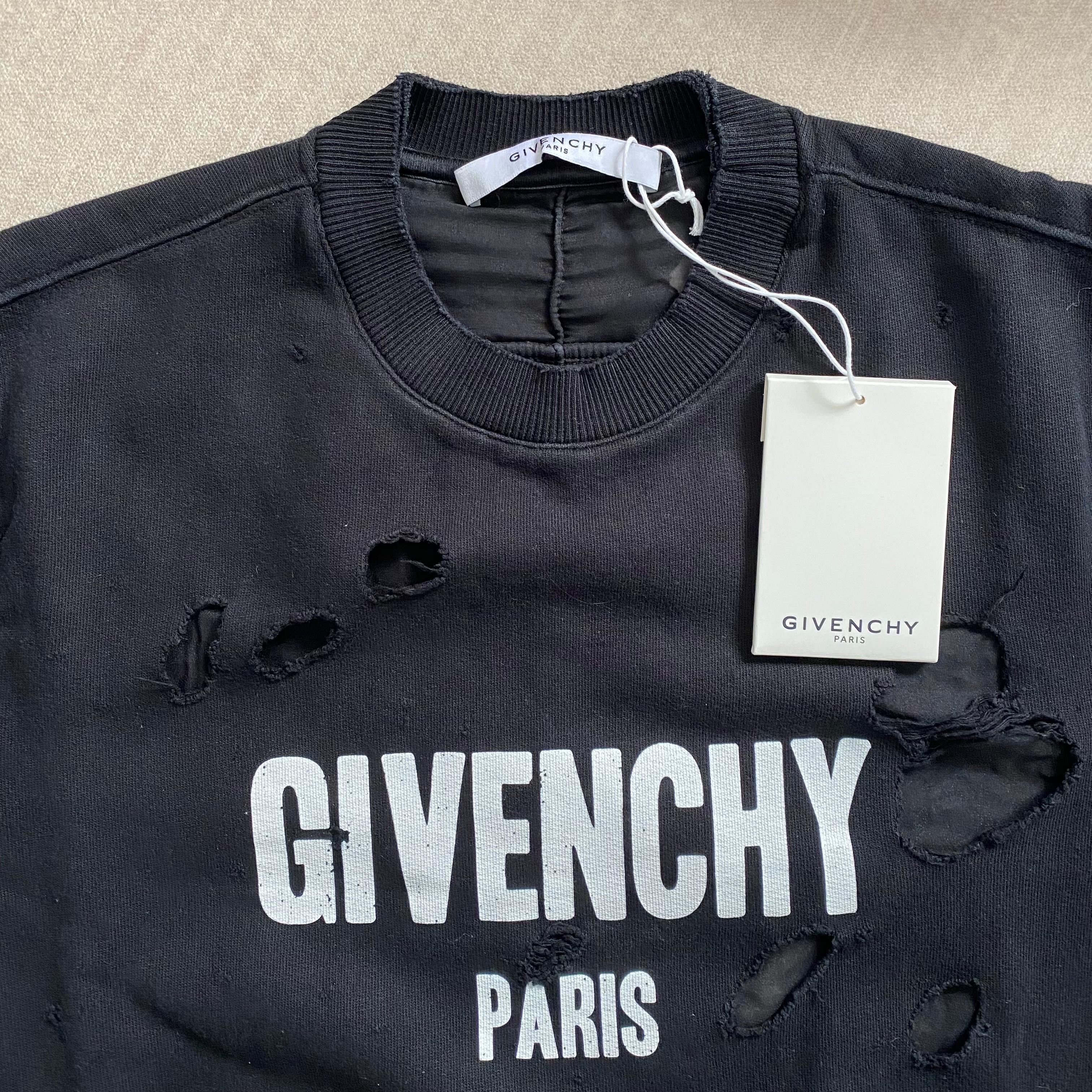Givenchy Black Destroyed Logo Sweatshirt Size XS / US 0-2 / IT 36-38 - 7 Thumbnail