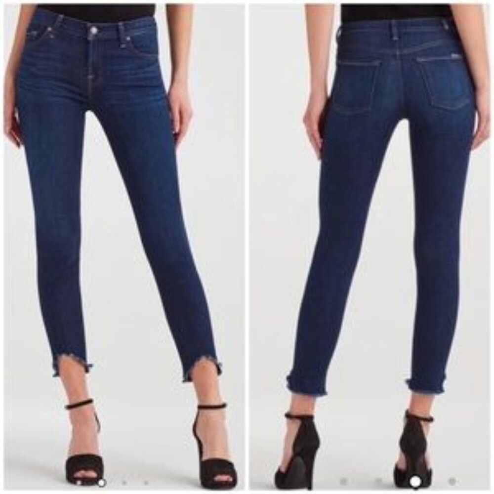 7 For All Mankind 7 For All Mankind Distressed Wave Raw Hem Ankle Skinny Jean Size 27" / US 4 / IT 40 - 1 Thumbnail
