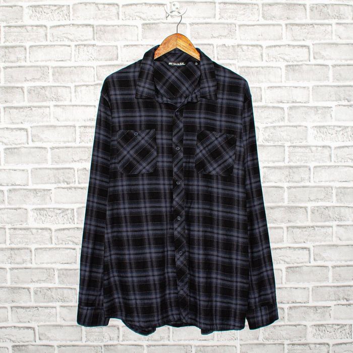 Travis Mathew Travis Mathew Button up Flannel Shirt Blue Black Plaid ...