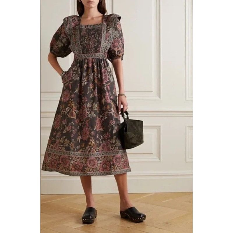 Sea New York Sea New York Tess Cotton Midi Dress Black Floral size 00 XS Size XXS / US 00 / IT 34 - 1 Thumbnail