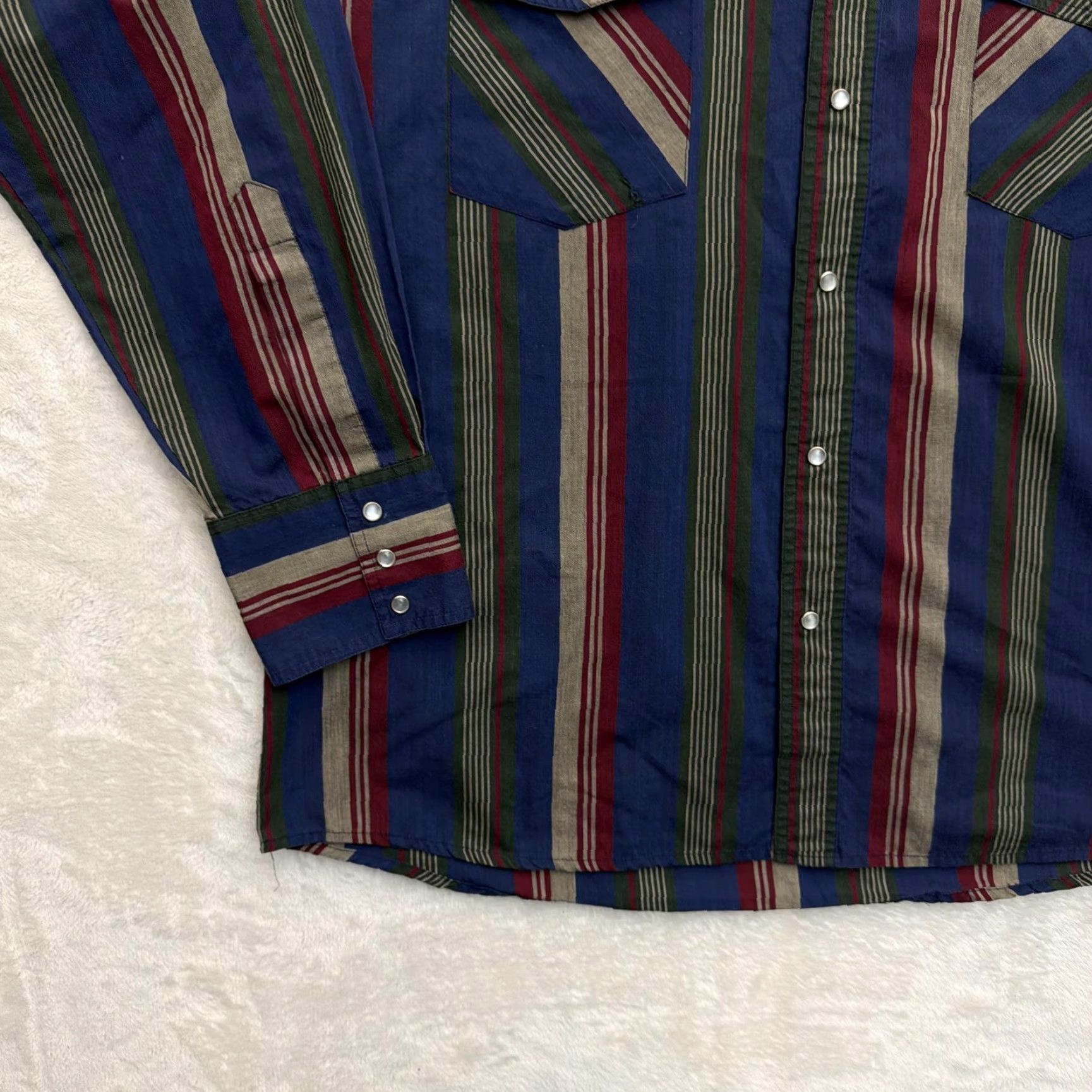CO Western Plains Trading Co Shirt Mens 2XL Blue Striped Western Snap Long Sleeve Size US XXL / EU 58 / 5 - 7 Thumbnail