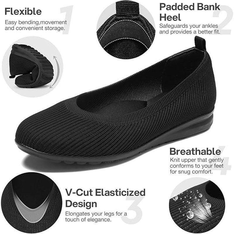 Other Zurin Women's Size 8 Black Breathable Slip-On Comfort Flats Size US 8 / IT 38 - 2 Thumbnail