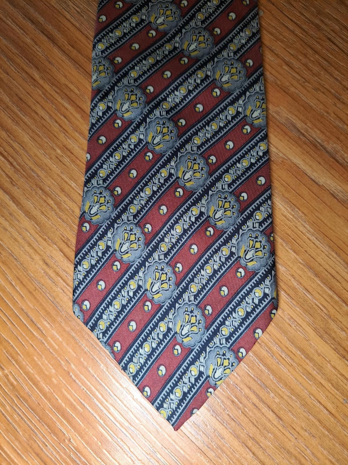 Yves Saint Laurent Yves Saint Laurent Silk Tie Red Multicolor Striped Floral Size ONE SIZE - 1 Thumbnail