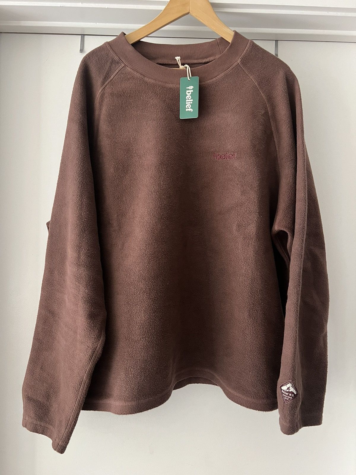 image of Belief NYC Reverse Heather Crewneck in Burgandy, Men's (Size 2XL)