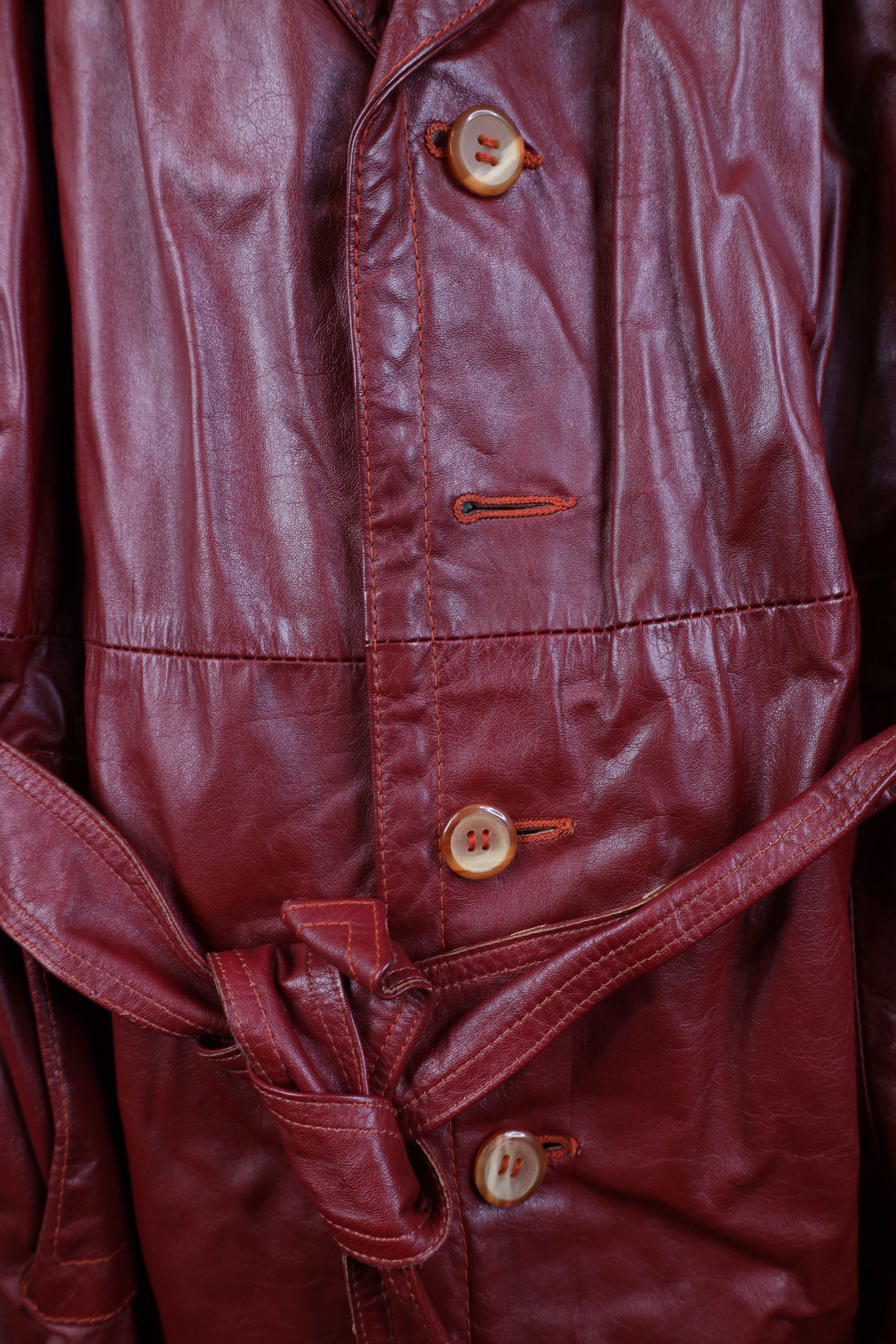 Vintage Vintage 70s Streetwear Lined Leather Trench Coat Jacket Size US XXL / EU 58 / 5 - 4 Thumbnail