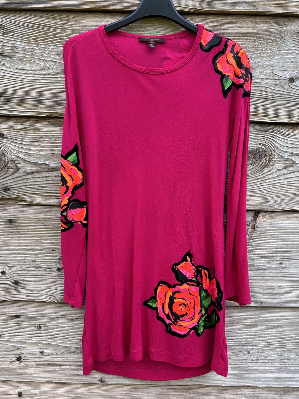 Louis Vuitton × Stephen Sprouse Louis Vuitton Stephen Sprouse Floral Rose Long Sleeve Dress Size XXS / US 00 / IT 34 - 1 Thumbnail