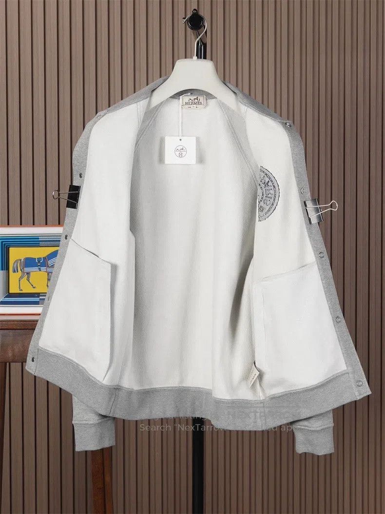 Hermes Hermes Men's Grey Baseball Jacket Size US M / EU 48-50 / 2 - 4 Thumbnail