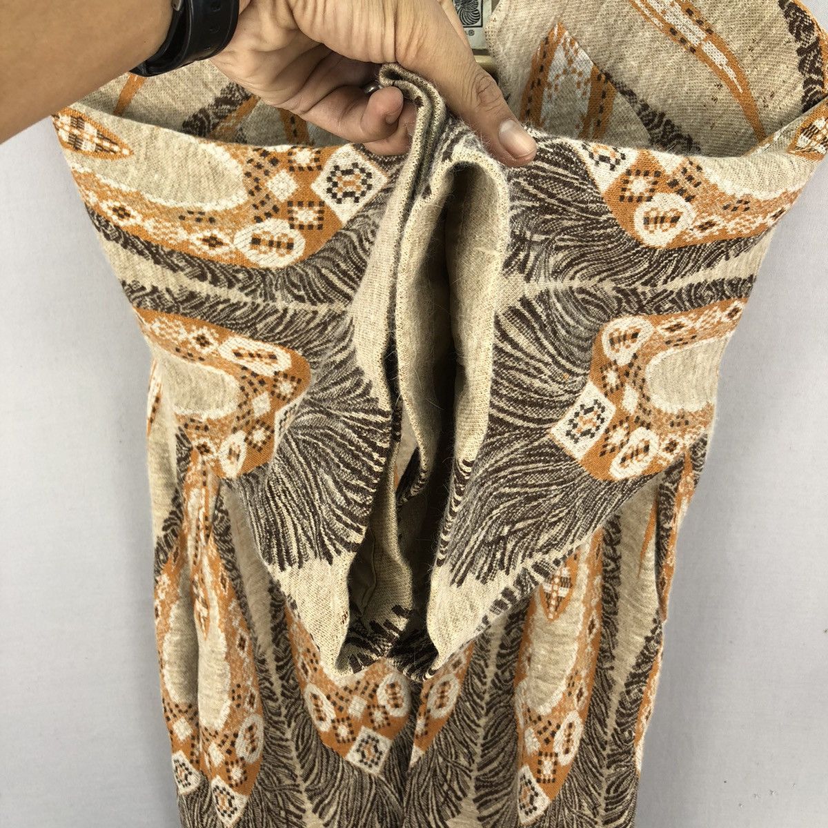 Le Grande Bleu (L.G.B.) Vintage Japanese Brand Flame Native Motif Wool Yukata Kimono Size S / US 4 / IT 40 - 7 Thumbnail
