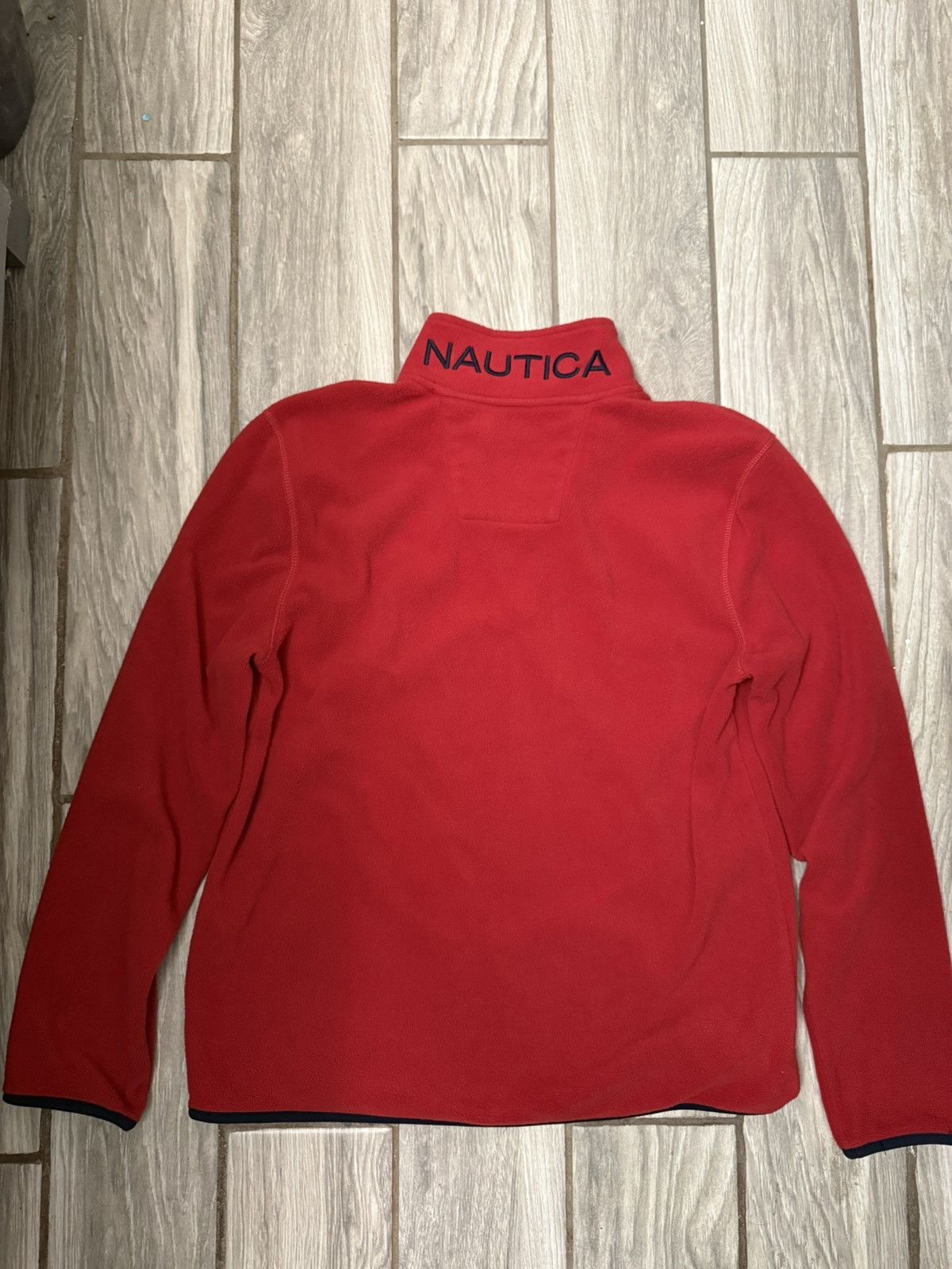 Nautica Nautica Mens 1/4 Zip Fleece Red/Navy Blue Size Medium Size US M / EU 48-50 / 2 - 3 Thumbnail