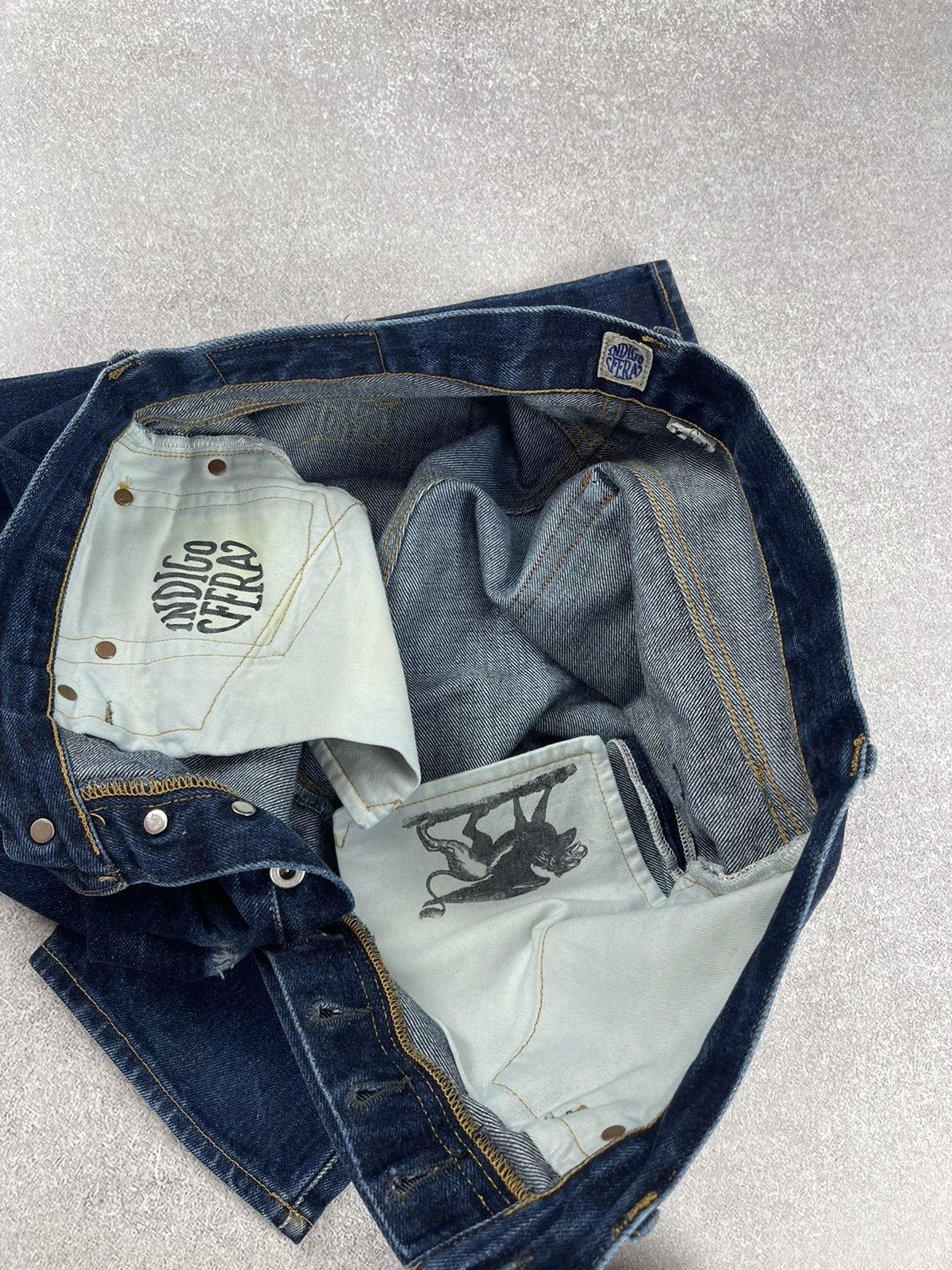 Indigofera Vintage Indigofera Selvedge Distressed Denim Jeans Size 34 Size US 34 / EU 50 - 18 Thumbnail