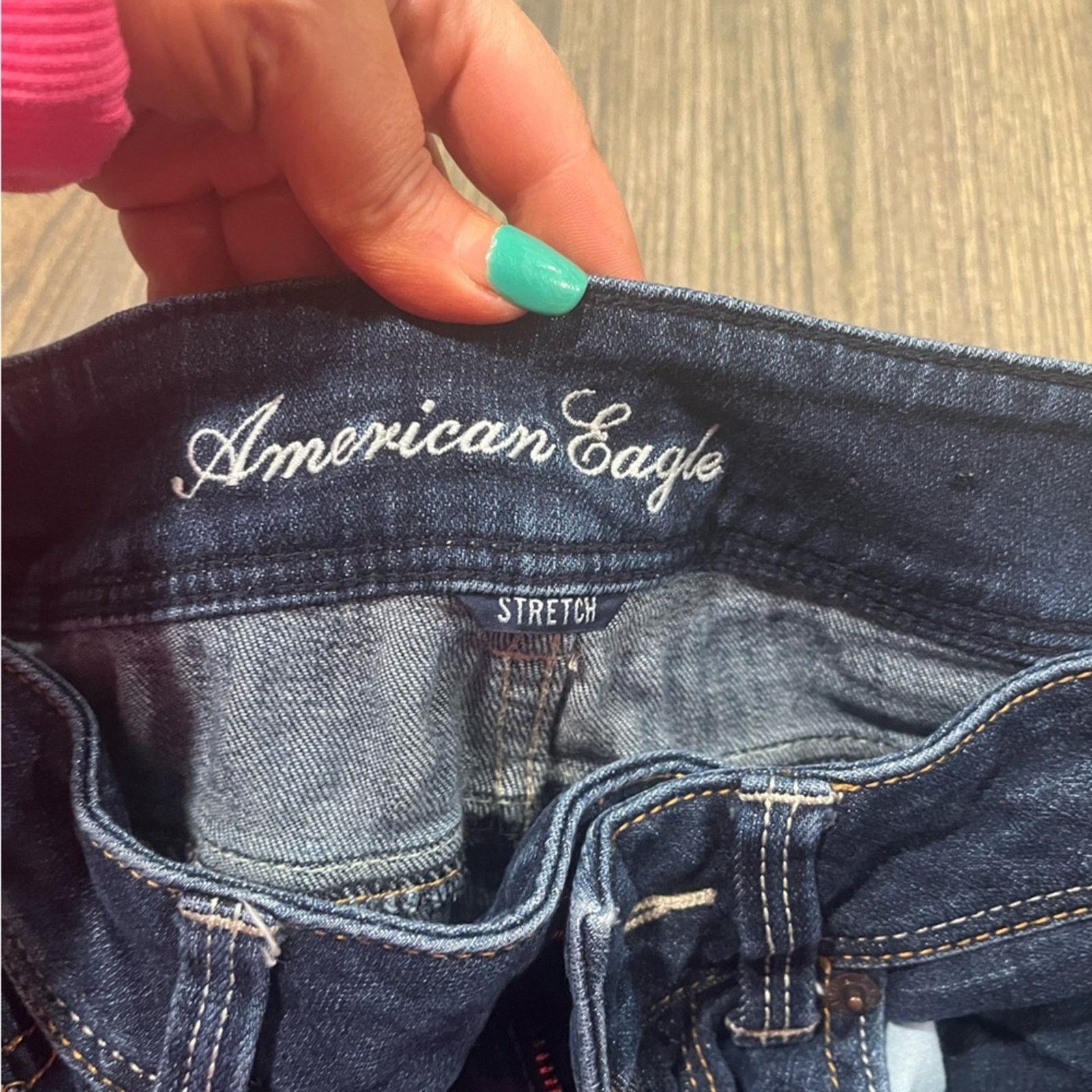 American Eagle Outfitters American Eagle Slim Boot Cut Jeans Whisker Denim Stretch Size 27" / US 4 / IT 40 - 7 Thumbnail