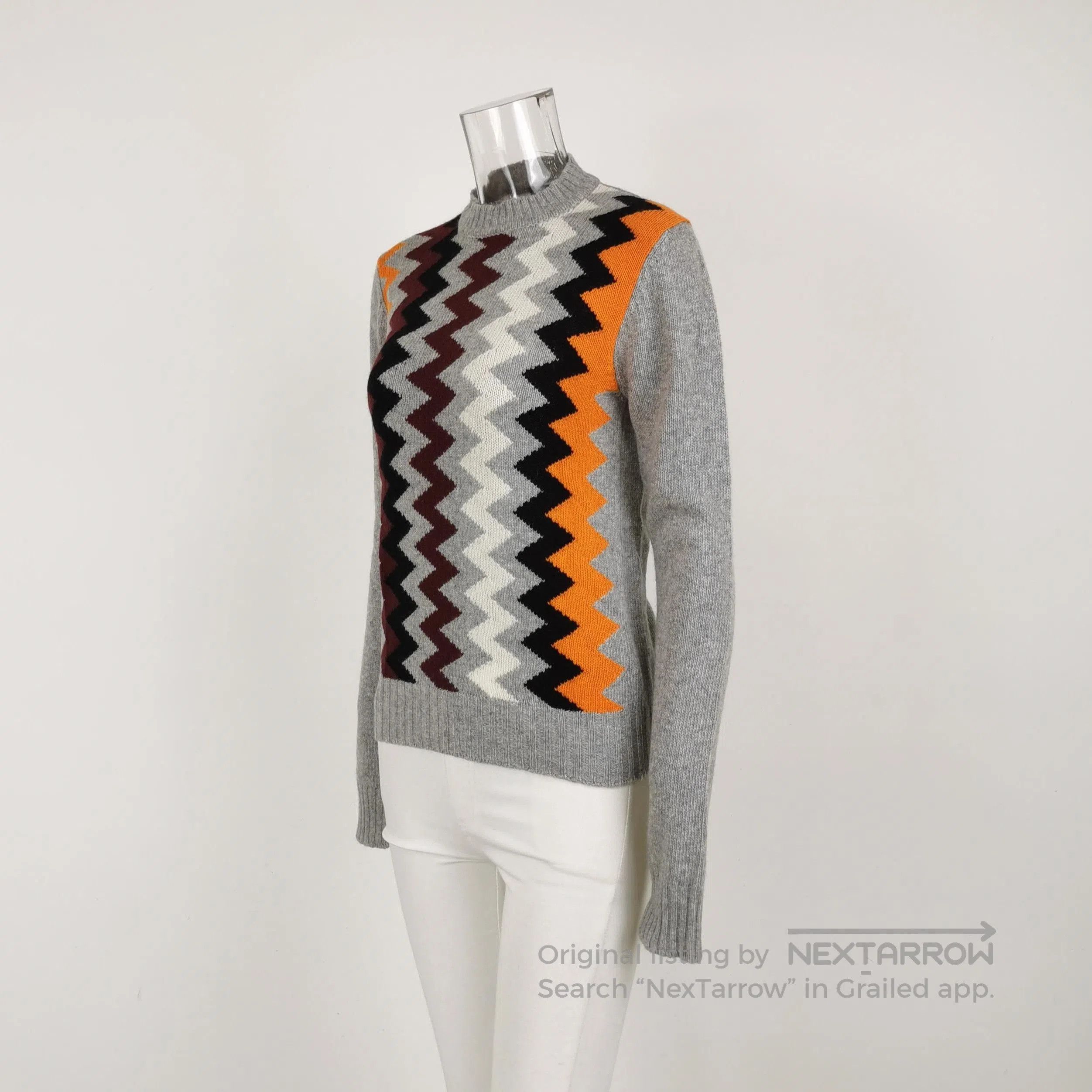 Prada Prada Colorful Knit Sweater with Zigzag Design . Size L / US 10 / IT 46 - 2 Thumbnail