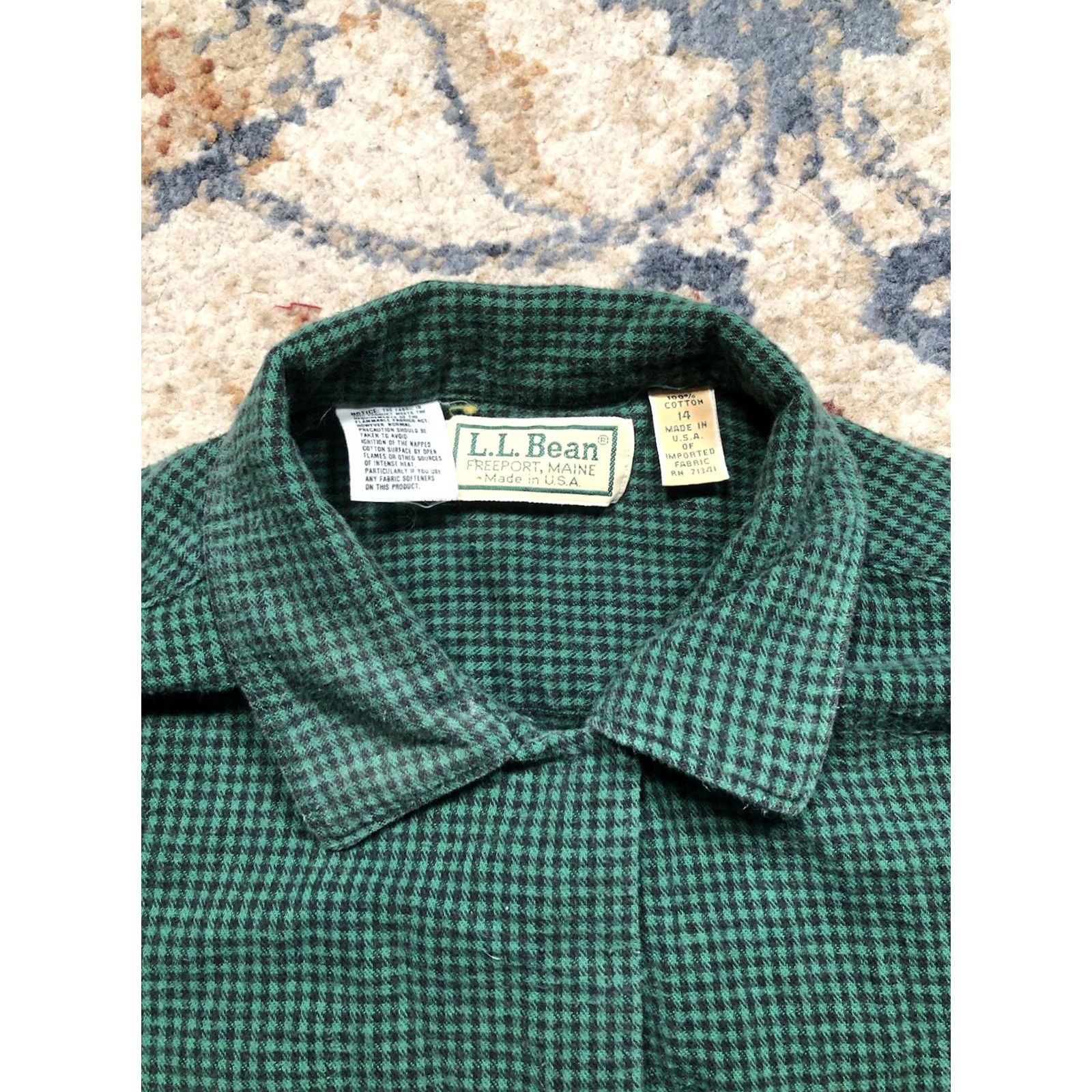 Vintage VINTAGE L.L. Bean Flannel Shirt Green Plaid Long Sleeve Button Up Womens 14 Size XL / US 12-14 / IT 48-50 - 2 Thumbnail