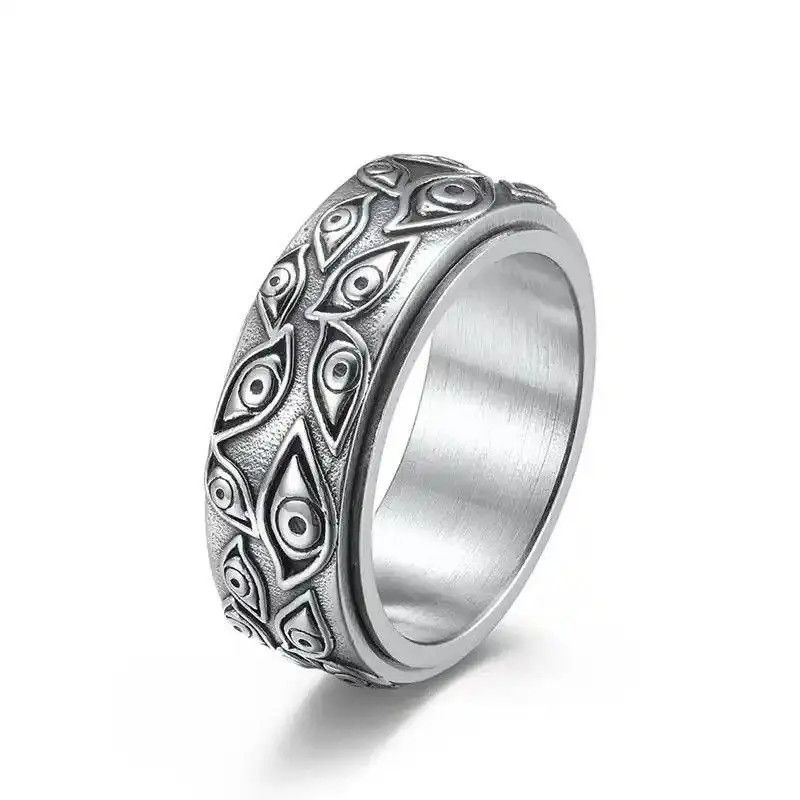 Jewelry Silver Color The Eyes Engraved Ring (Size 7-13) Size ONE SIZE - 1 Thumbnail