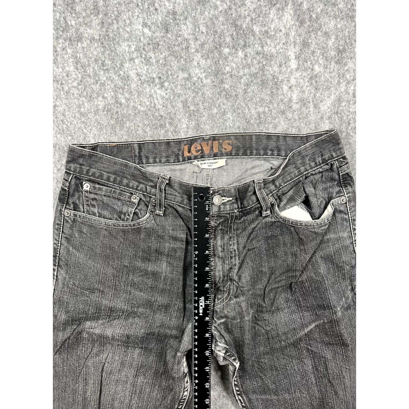 Levi's VINTAGE Levi's 514 Jeans Men Black Slim Straight 34x32 Distressed 5-Pocket Denim Regular 32in Inseam USA 500 Series Mens Size US 34 / EU 50 - 4 Thumbnail