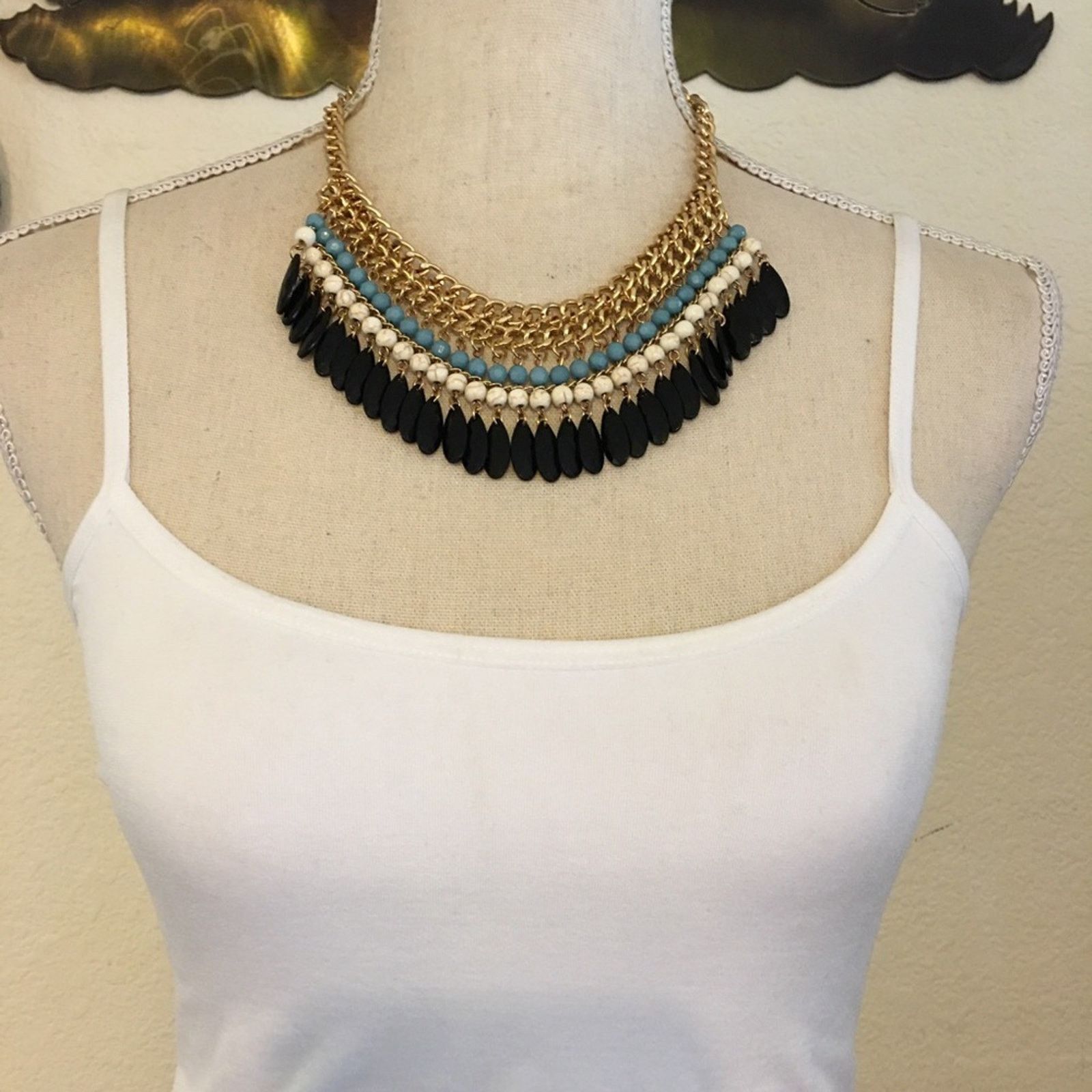 Jewelry Multi tone beaded fringe chain link necklace Size ONE SIZE - 3 Thumbnail