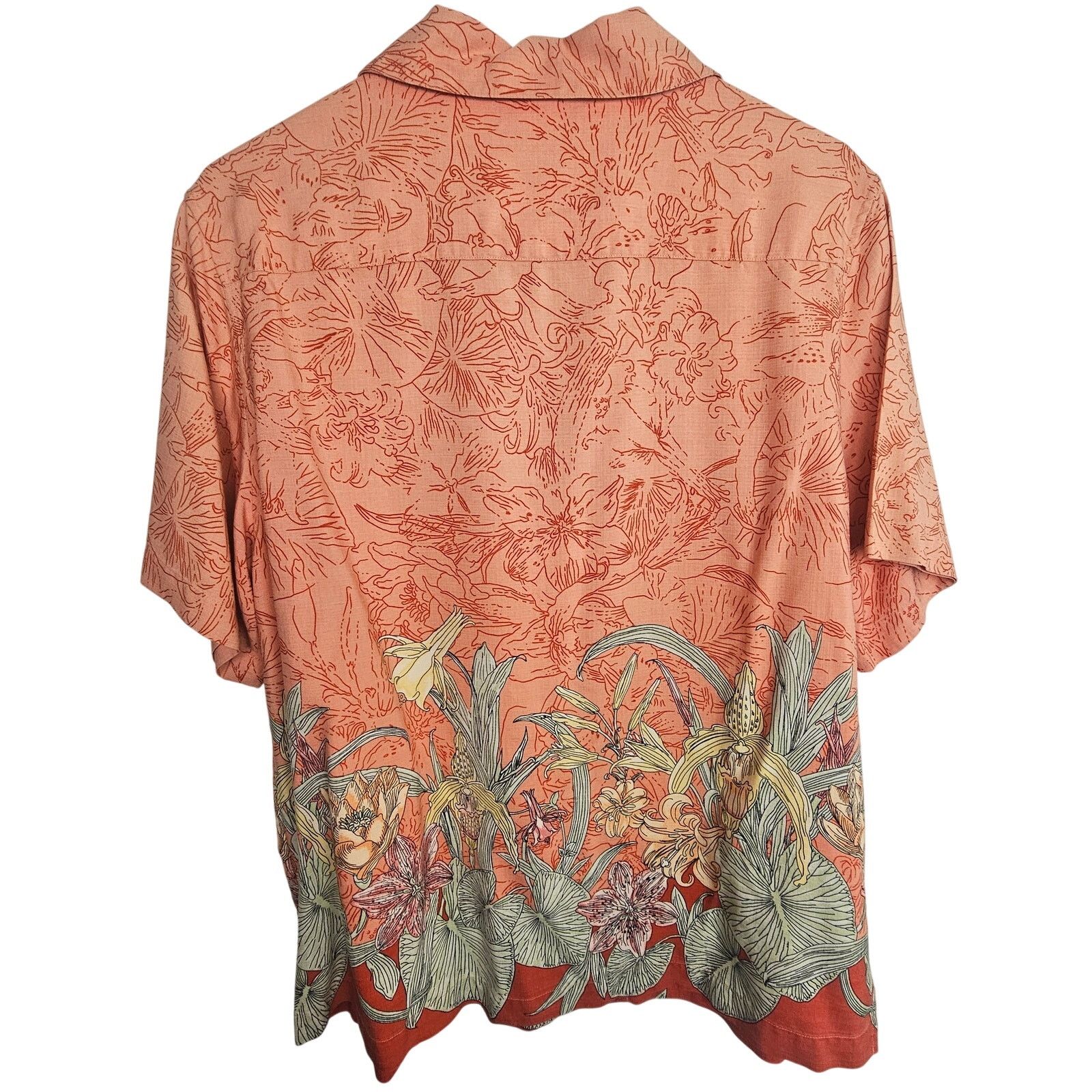 Tommy Bahama Tommy Bahama 100% Silk Hawaiian Shirt Sz L Tropical Beach Size L / US 10 / IT 46 - 8 Thumbnail