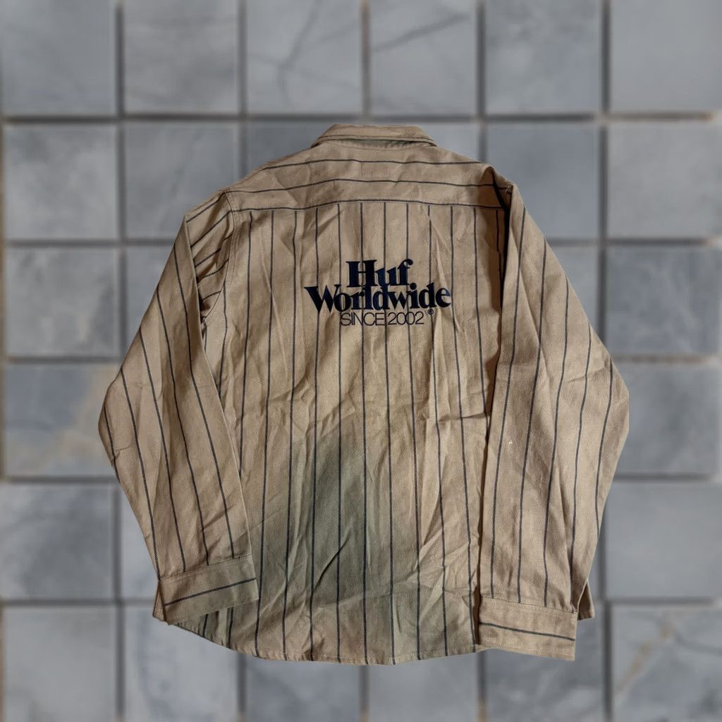 Huf HUF Shirt Men XL Brown Cotton Striped Long Sleeve Button-Up Skate Casual Vintage No Size US XL / EU 56 / 4 - 1 Thumbnail