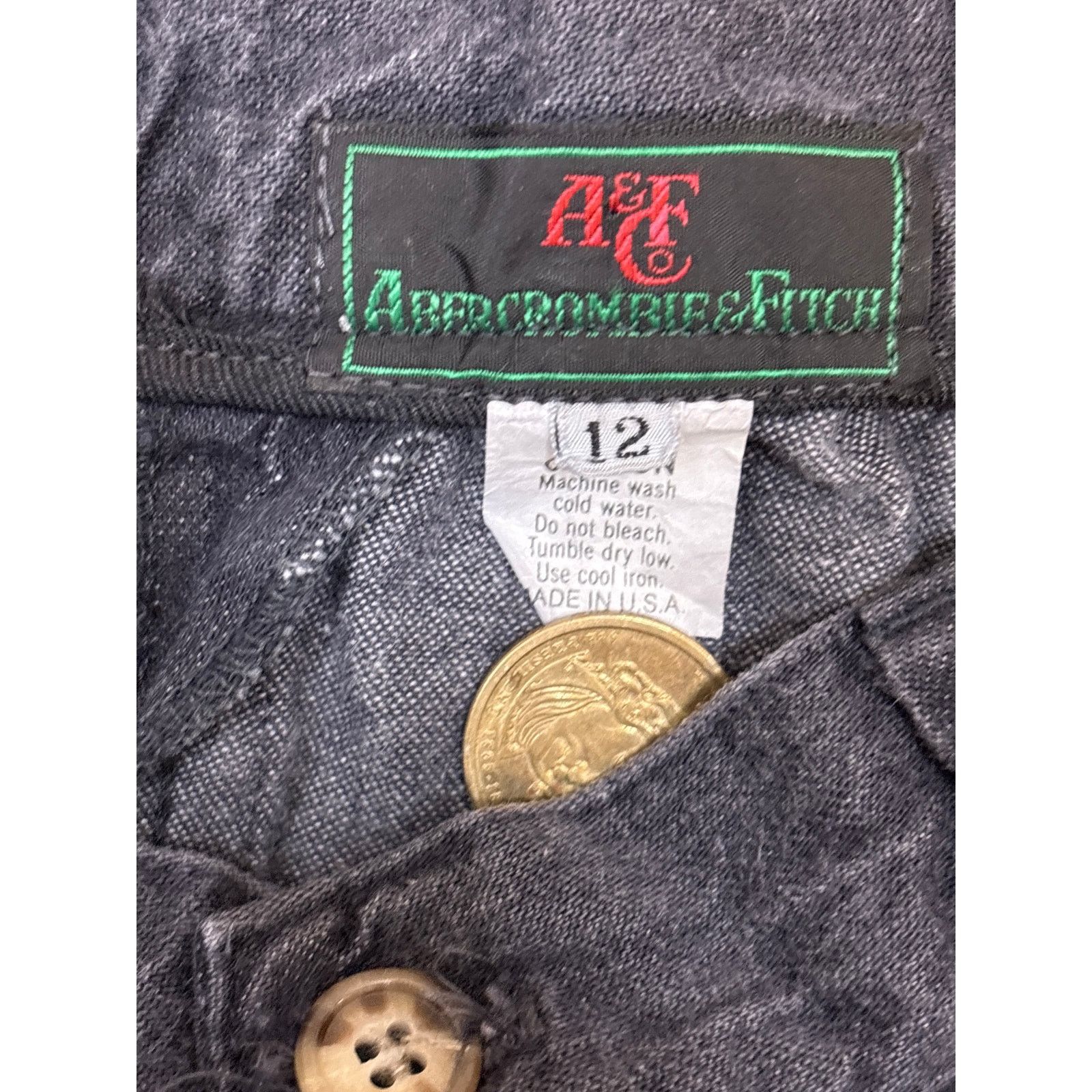 Abercrombie & Fitch Vtg 80s A&F Abercrombie & Fitch Denim long Skirt 12 black Size 34" / US 12 / IT 48 - 2 Thumbnail