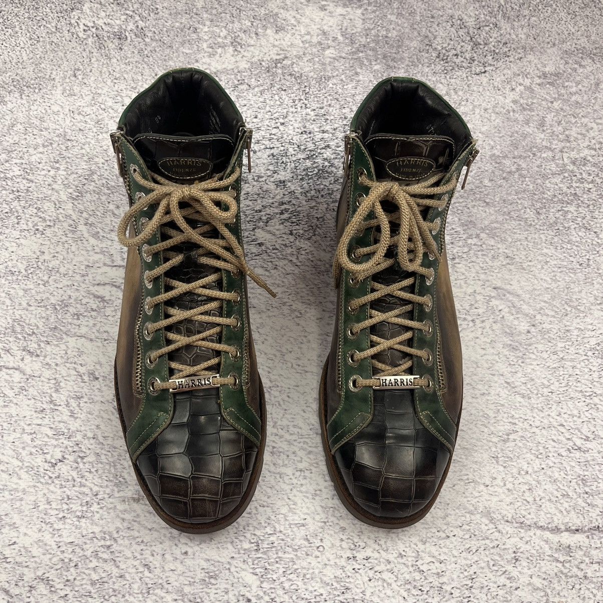 Designer Harris Polacchini Brown Green leather hi top sneakers shoes Size US 8.5 / EU 41-42 - 4 Thumbnail
