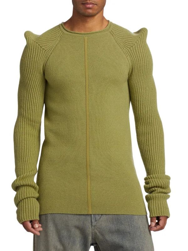 Rick Owens o1y0325 Cashmere Blend Crewneck Sweater in Green Size US M / EU 48-50 / 2 - 2 Thumbnail