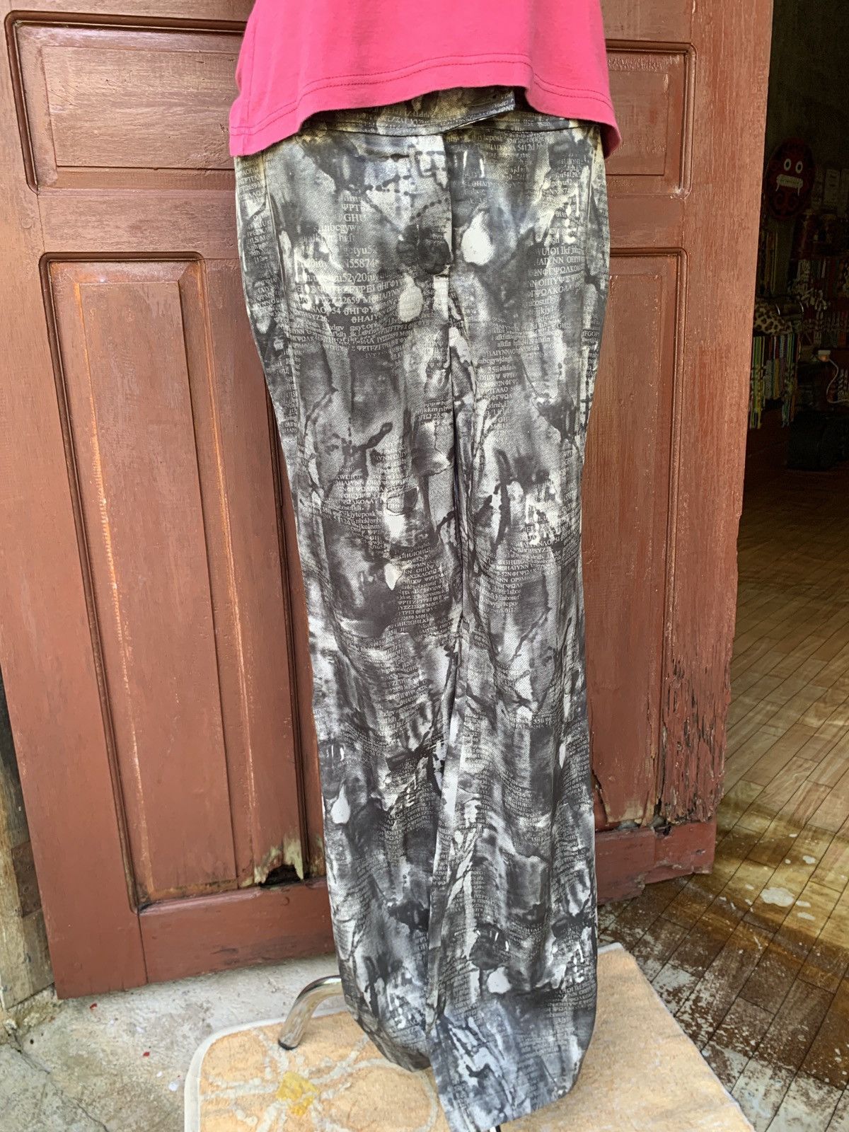 Hysteric Glamour × If Six Was Nine × Japanese Brand 2000s Whealth Honor Poem Smoky Graphic Flared bootcut Pants Size 29" - 2 Thumbnail