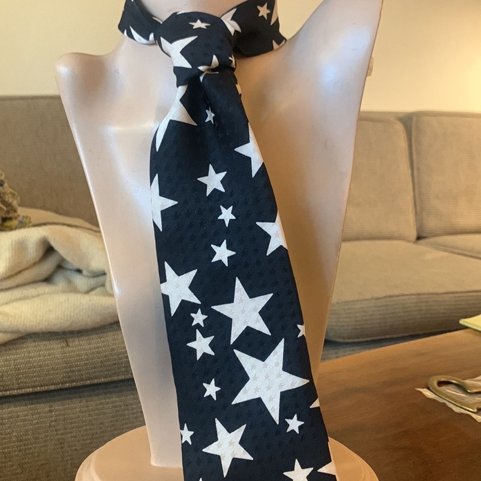 Perry Ellis 80’s Perry Ellis Portfolio bold graphic stars silk necktie Size ONE SIZE - 2 Thumbnail