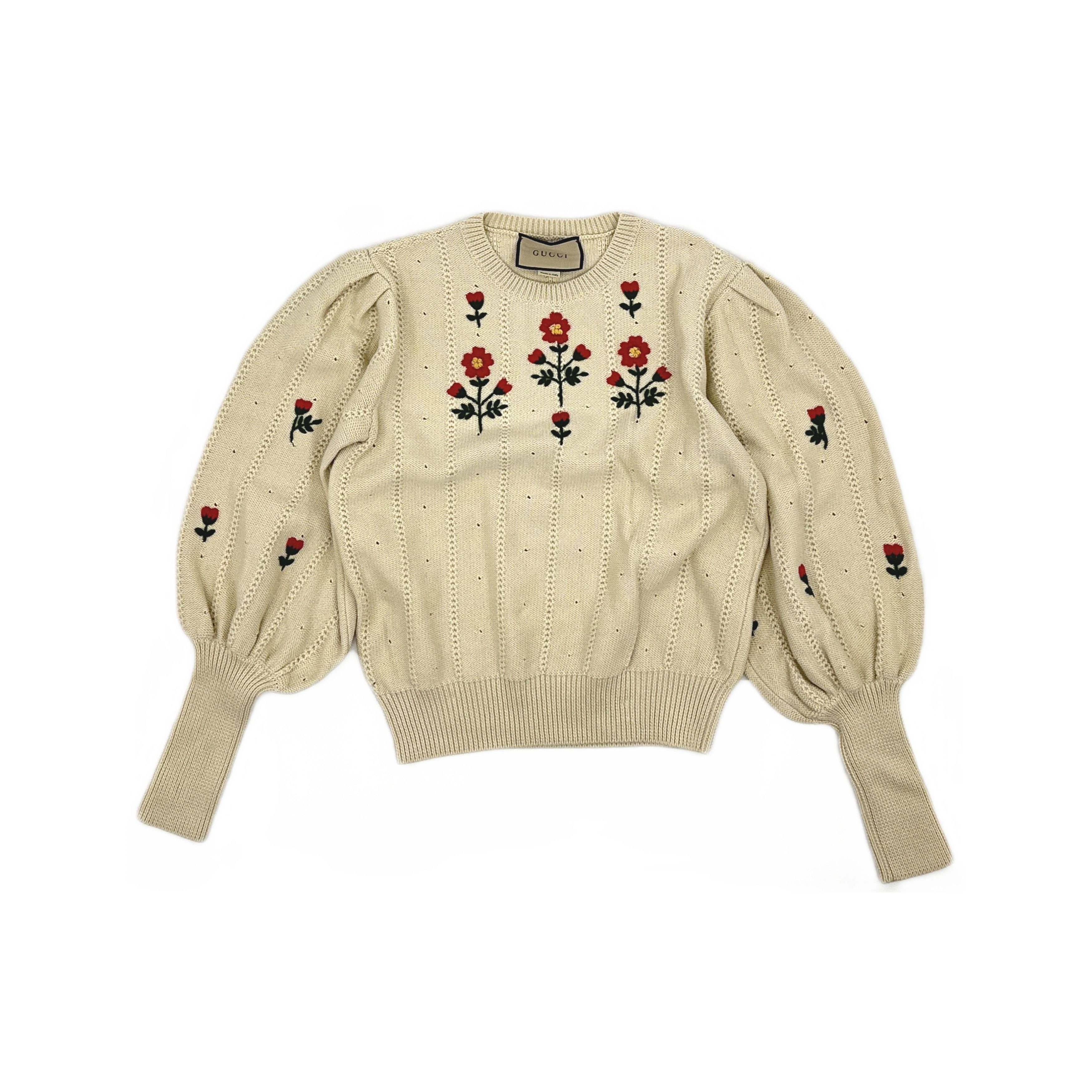 Gucci Gucci Floral Embroidered Sweater XS Size XS / US 0-2 / IT 36-38 - 1 Thumbnail