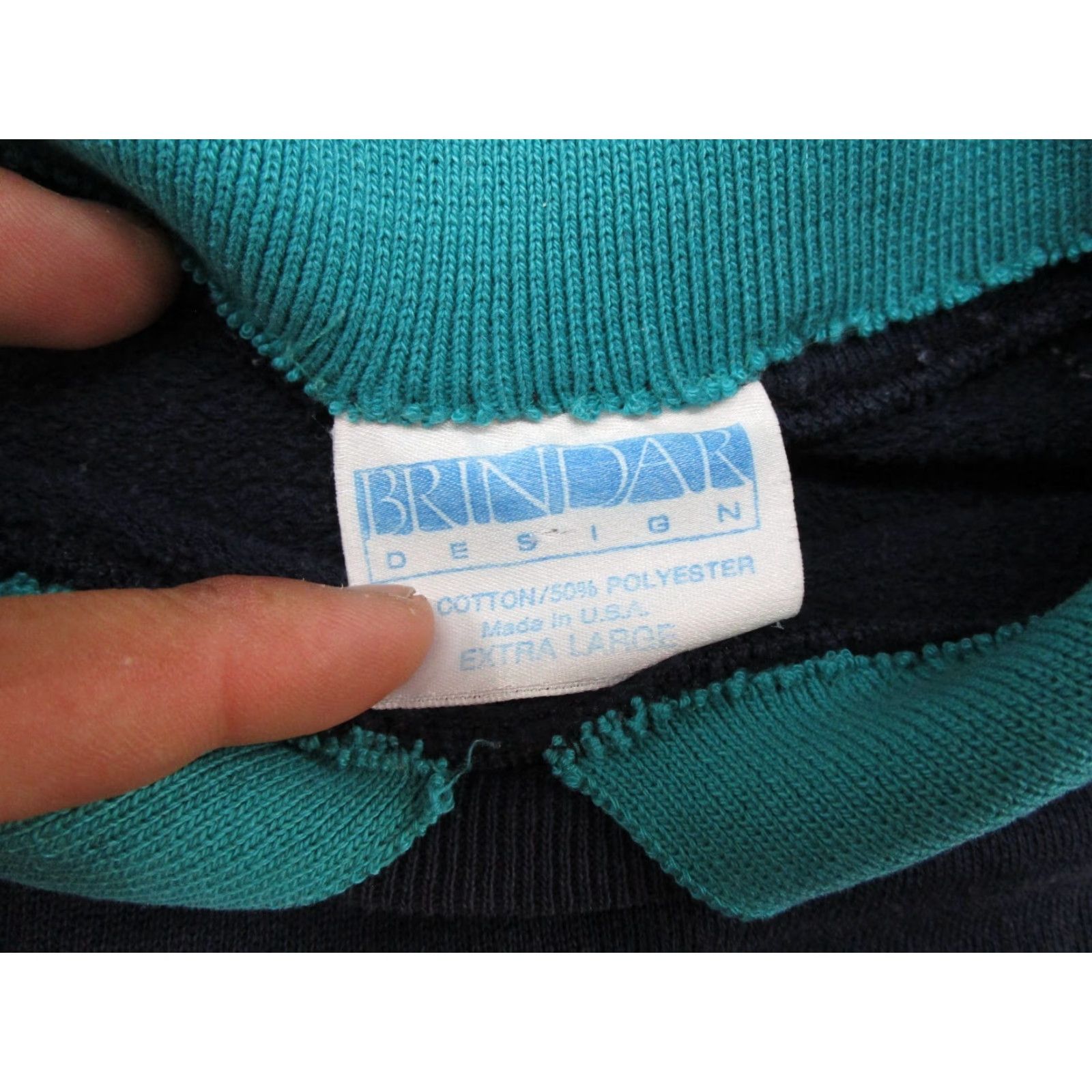 Vintage VINTAGE Brindar Collared 1989 90s 80s Sweatshirt Women's XL Blue Cotton Pullover Sweater Shirt Size XL / US 12-14 / IT 48-50 - 4 Thumbnail