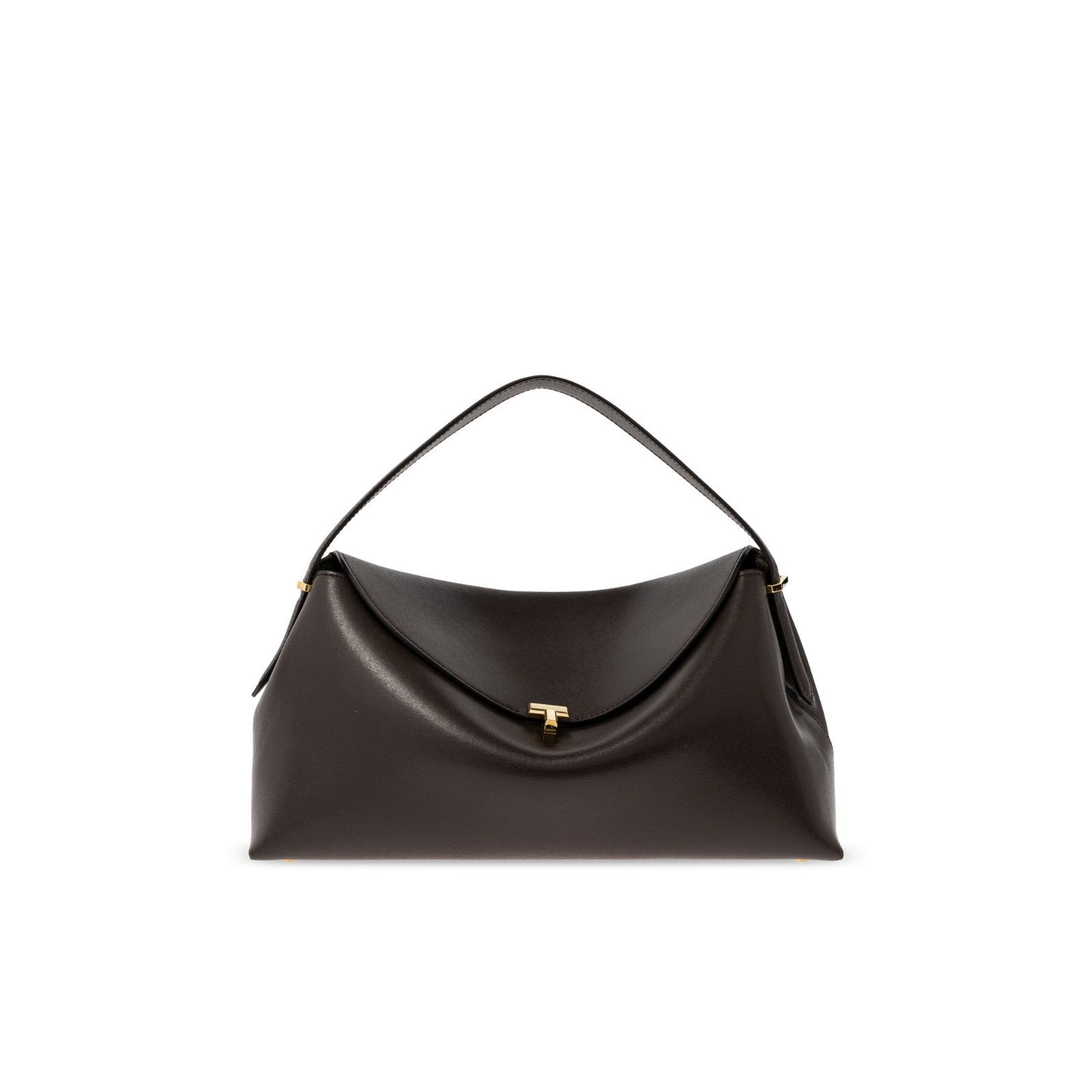 Toteme TOTEME T-Lock Brown/Gold Leather Top Handle Bag New Size ONE SIZE - 1 Thumbnail