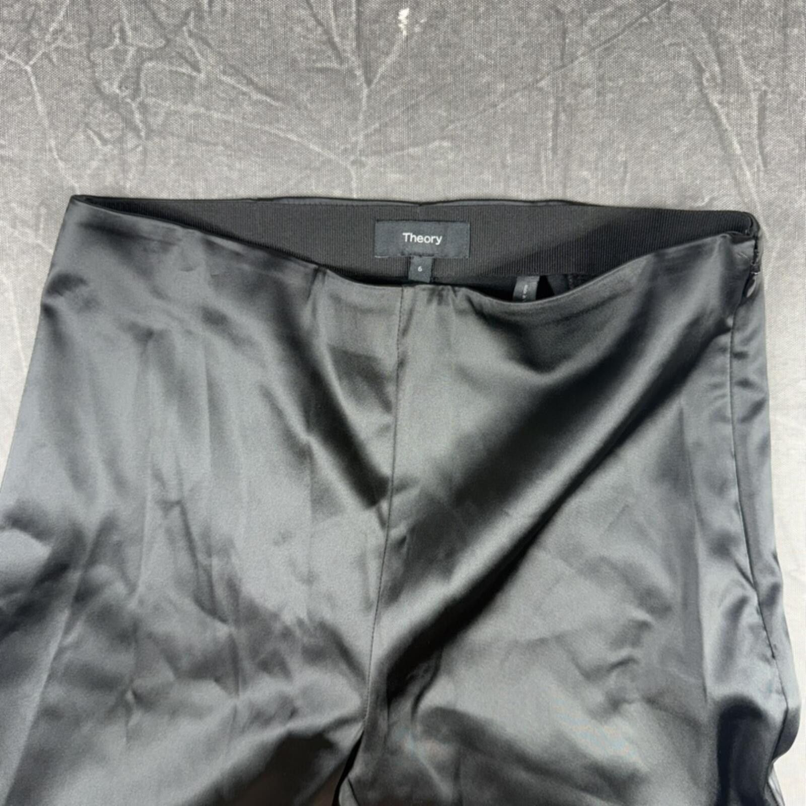 Theory Theory Leggings Women's 6 Black Skinny Stretch Satin Size 28" / US 6 / IT 42 - 2 Thumbnail