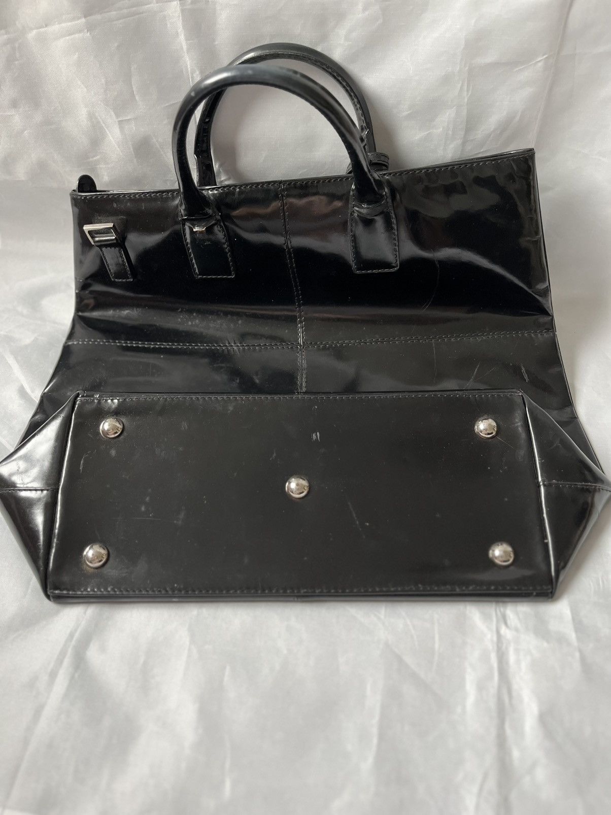 Gucci Gucci Black Patent Leather Tote Bag Vintage Italy Size ONE SIZE - 7 Thumbnail