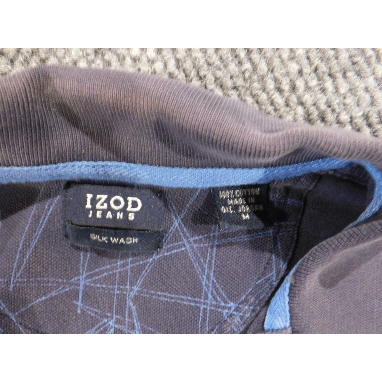 Izod IZOD Polo Shirt Medium Blue Graphic Floral Classic Button Collar Cotton Knit Golf Shirt Mens M Size US M / EU 48-50 / 2 - 6 Thumbnail