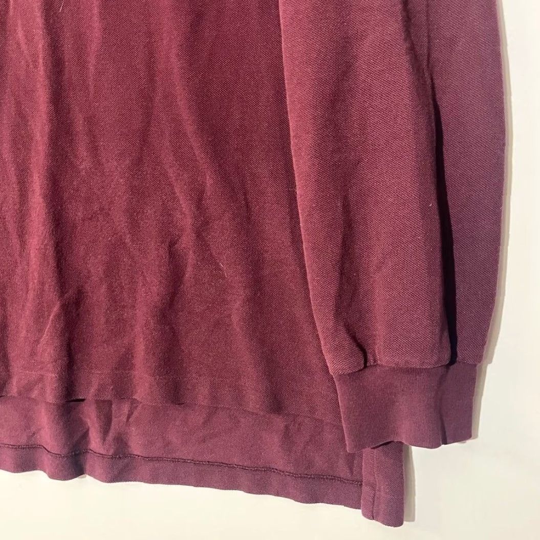 Polo Ralph Lauren VINTAGE Polo Ralph Lauren Polo Shirt Long Sleeve Burgundy Men XL Cotton Knit Button Embroidered Logo 32 in Chest 49 in Pit to Pit Solid Size US XL / EU 56 / 4 - 3 Thumbnail