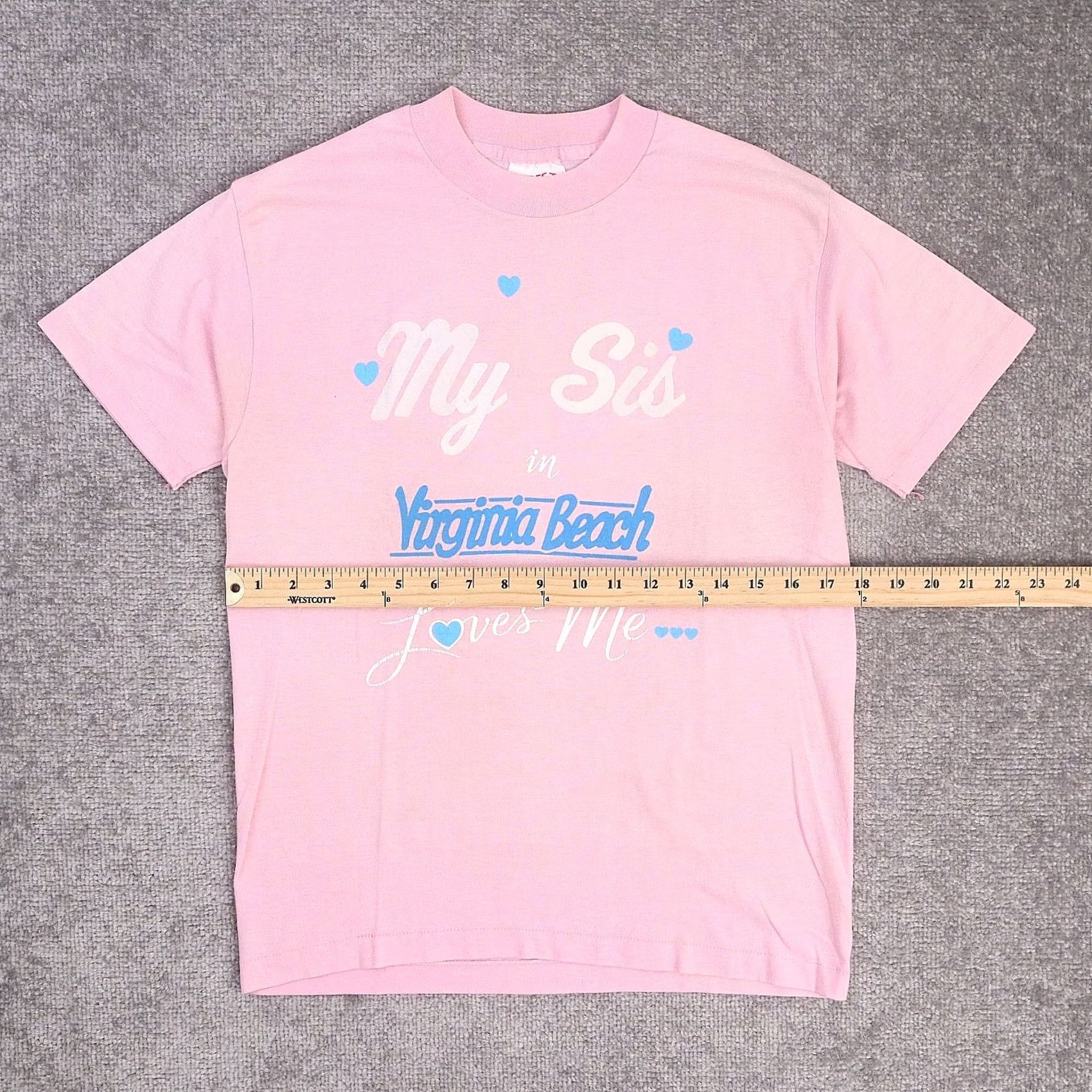 Pinko VINTAGE 80s Virginia Beach T-Shirt Cute Hearts Medium Pink Short Sleeve Size US M / EU 48-50 / 2 - 4 Thumbnail