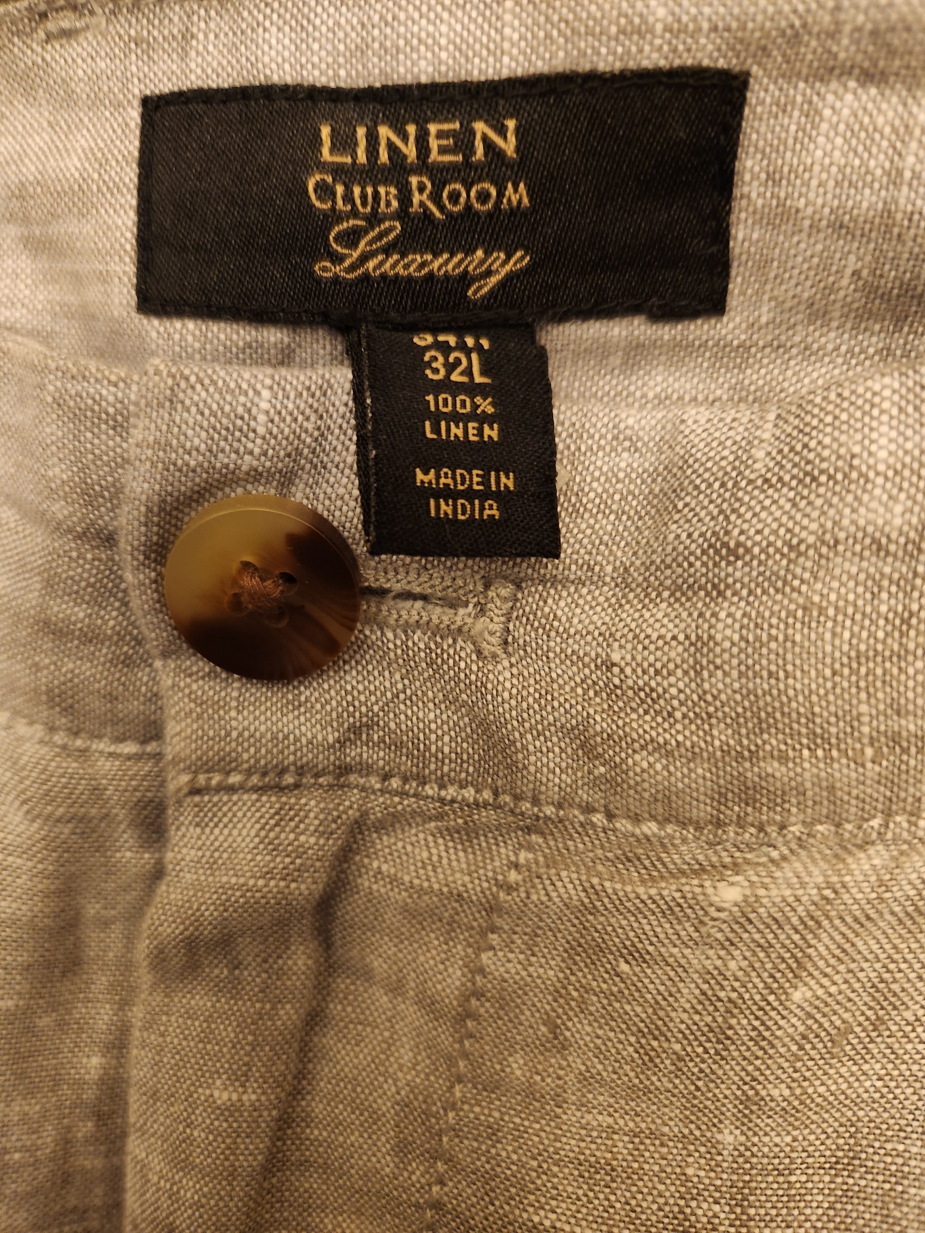Club Room 100% Linen Gray Flat Front Pants Size US 34 / EU 50 - 3 Thumbnail