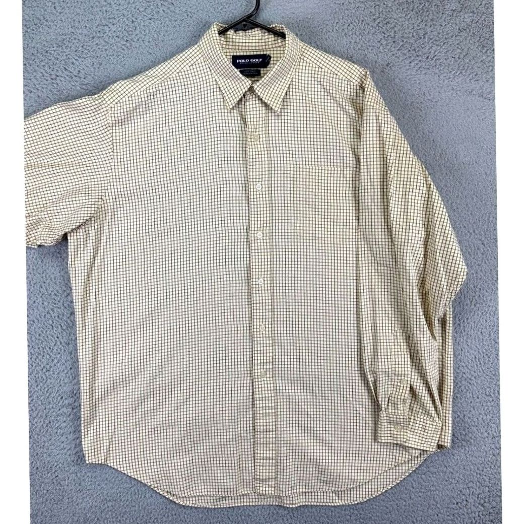 Ralph Lauren Polo Ralph Lauren Shirt Mens XL Beige Plaid Button-Up Short Sleeve Pocket Classic Comfort Lofts Lofting Golf Casual Business Nations? Size US XL / EU 56 / 4 - 2 Thumbnail